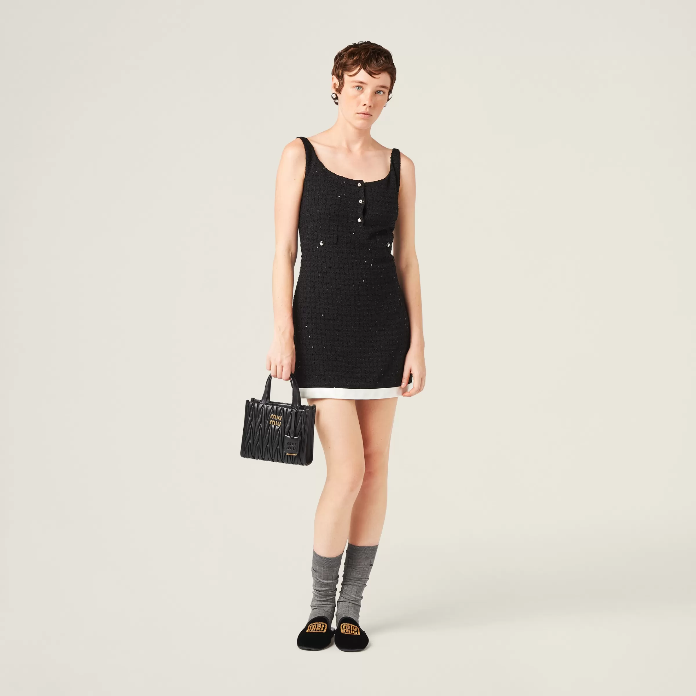 Miu Miu Abito corto in boucle' paillettes Nero Online