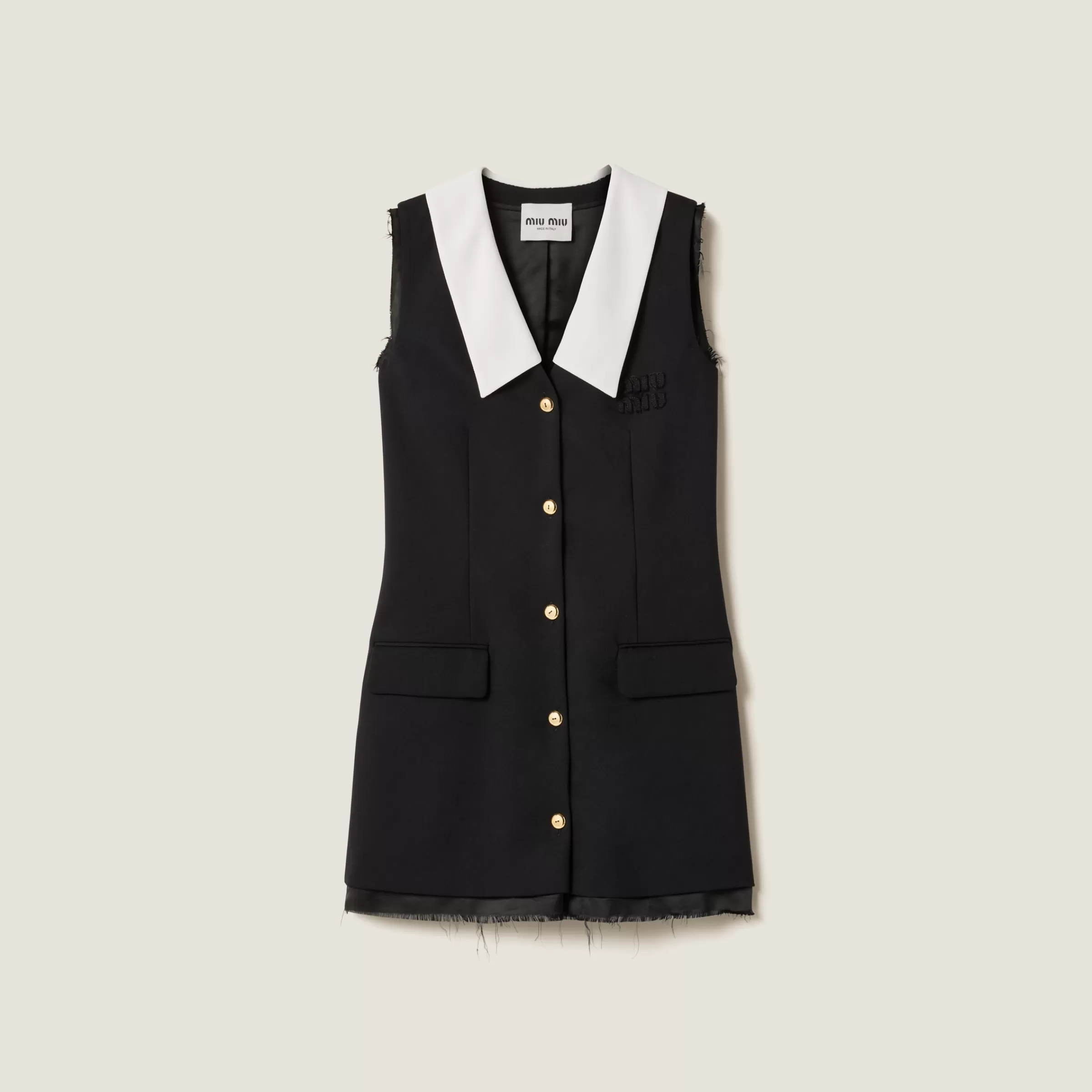 Miu Miu Abito corto in lana grain de poudre Nero Online