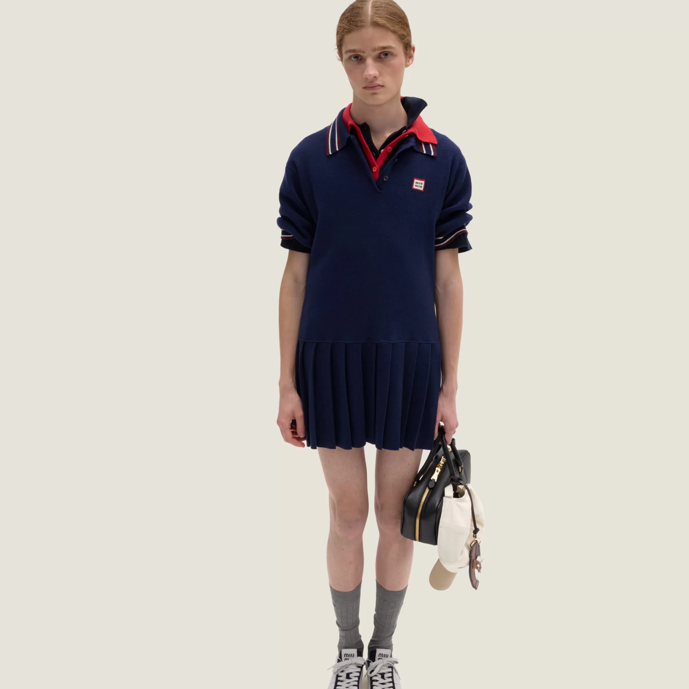 Miu Miu Abito polo in lana e cashmere Blu Store