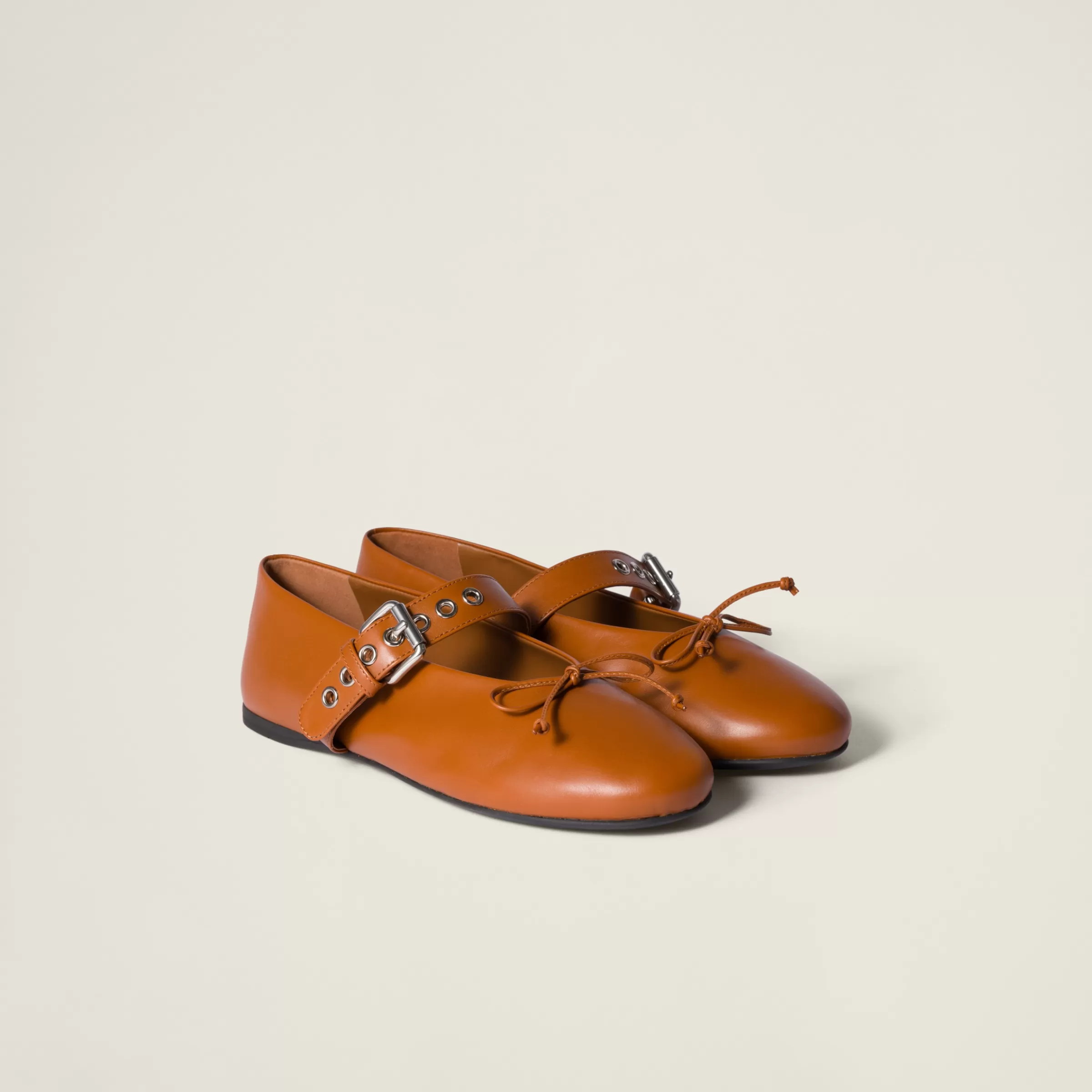 Miu Miu Ballerine in pelle Cognac Online