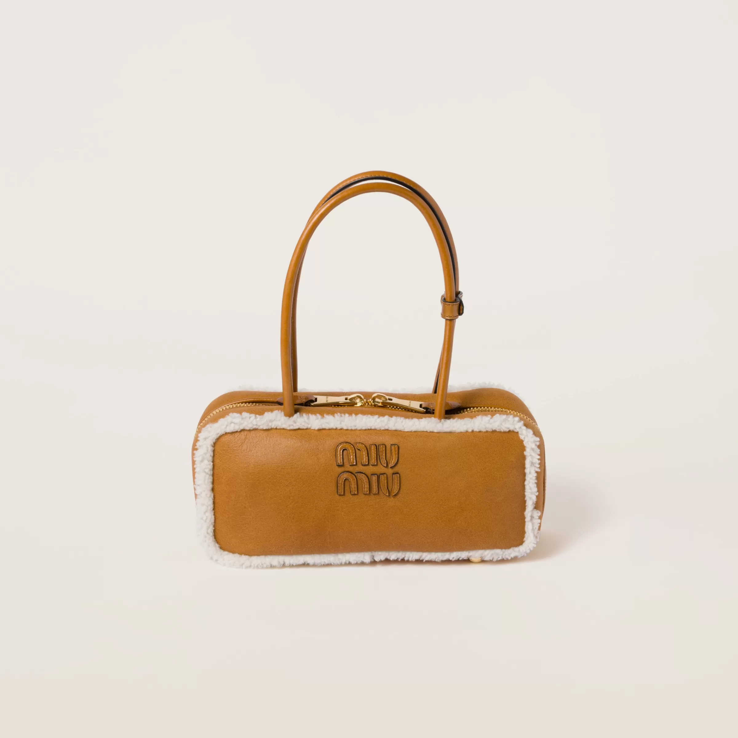 Miu Miu Bauletto Beau in montone Cognac/Naturale Best Sale