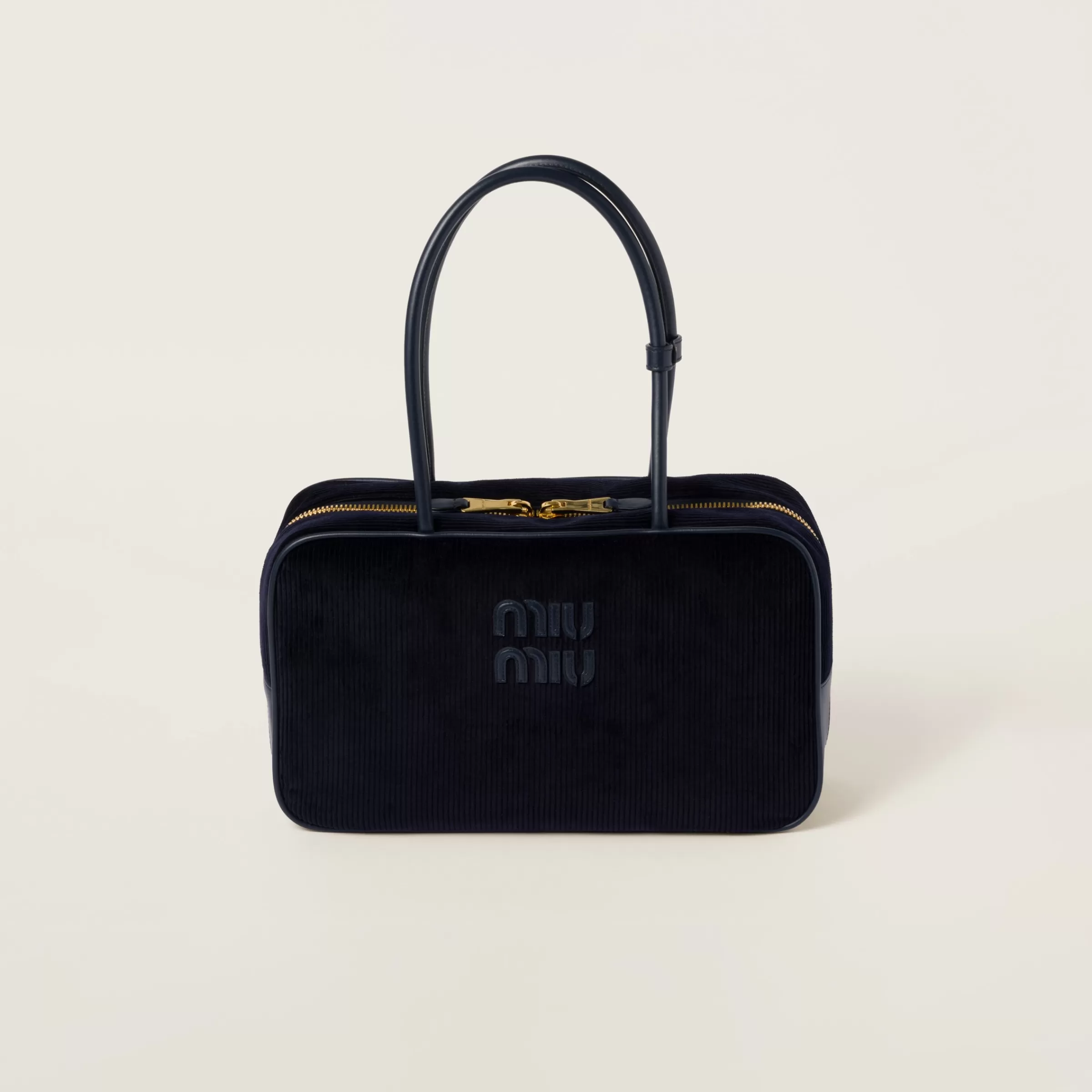 Miu Miu Bauletto Beau in velluto a coste Blu Sale