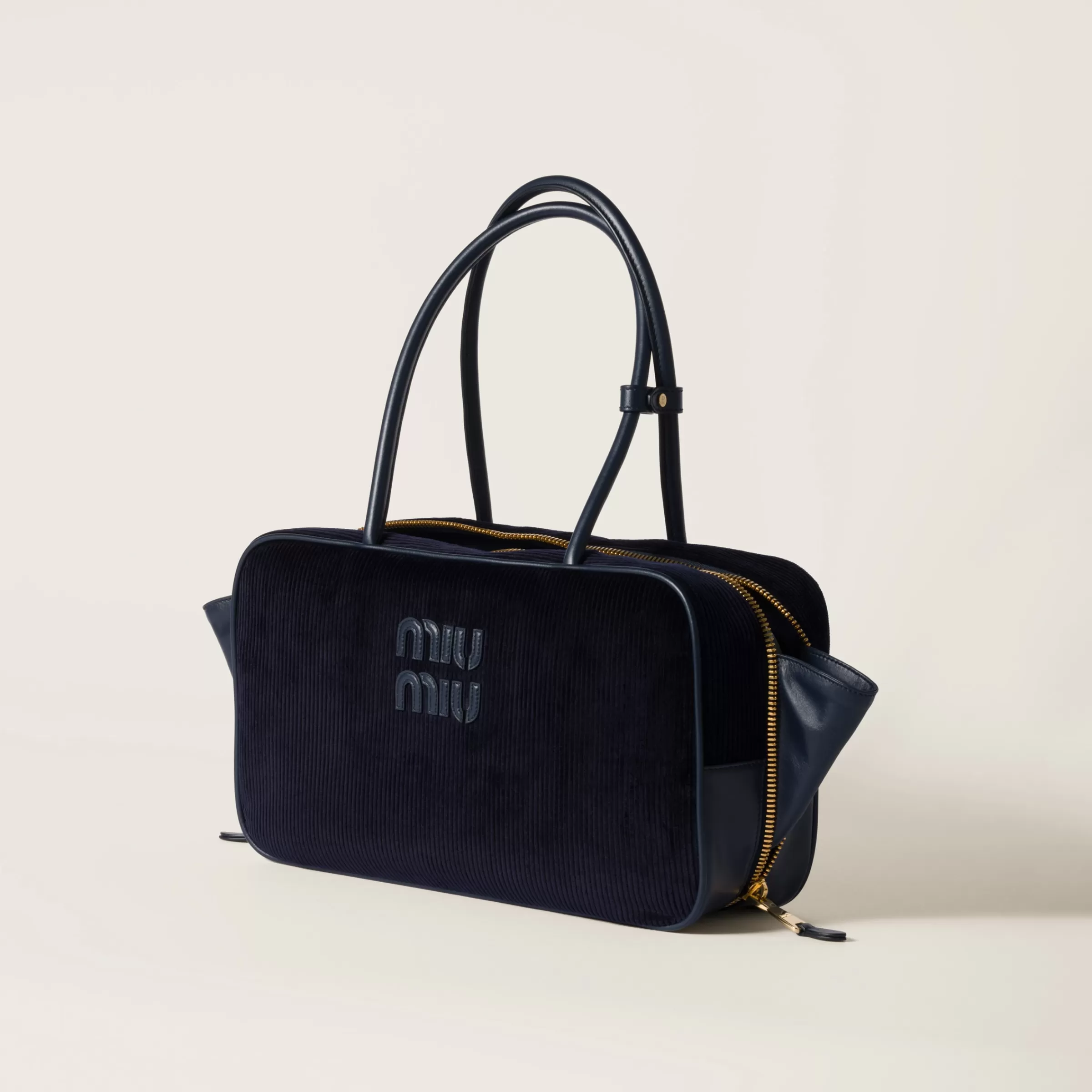 Miu Miu Bauletto Beau in velluto a coste Blu Sale