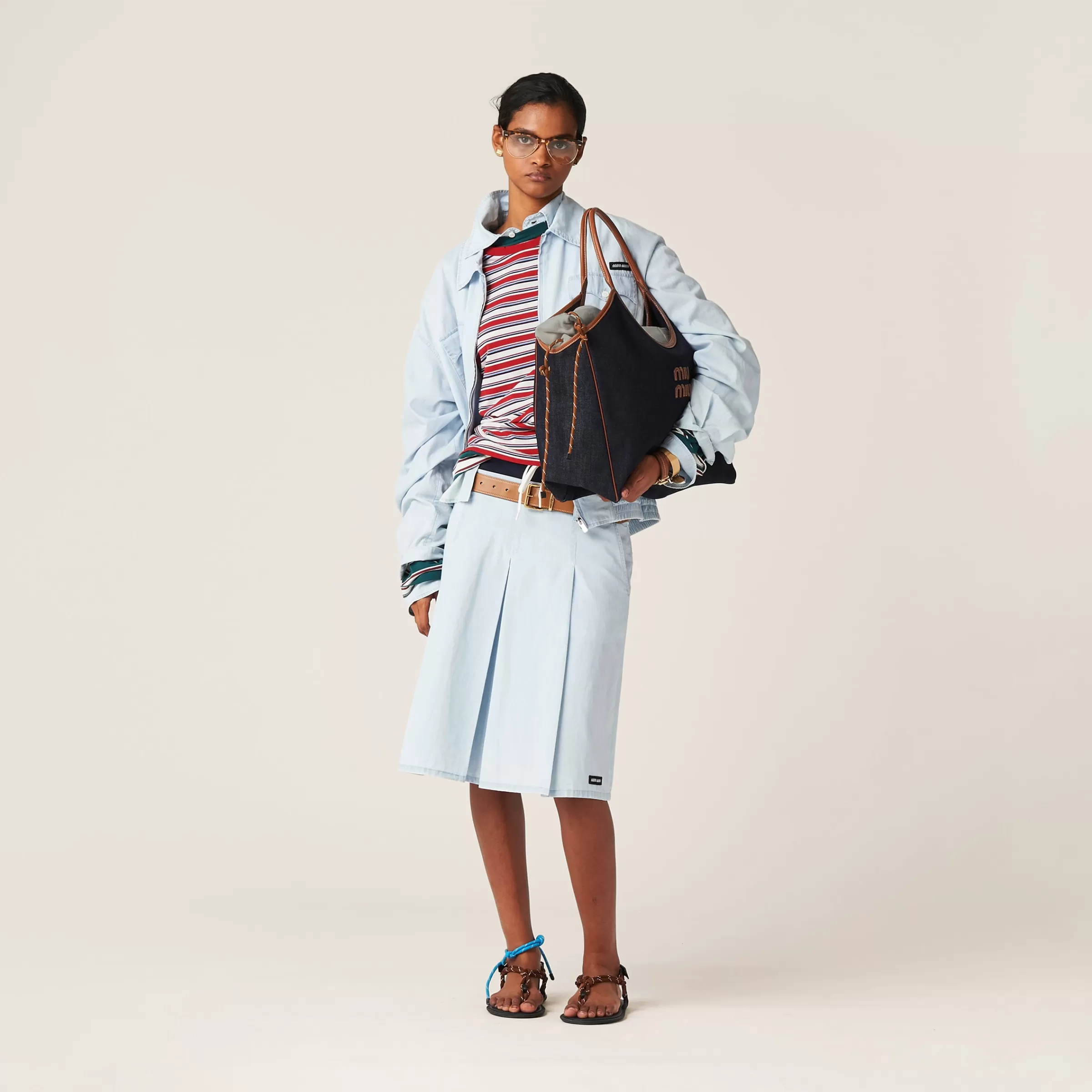 Miu Miu Blouson in chambray Celeste Fashion