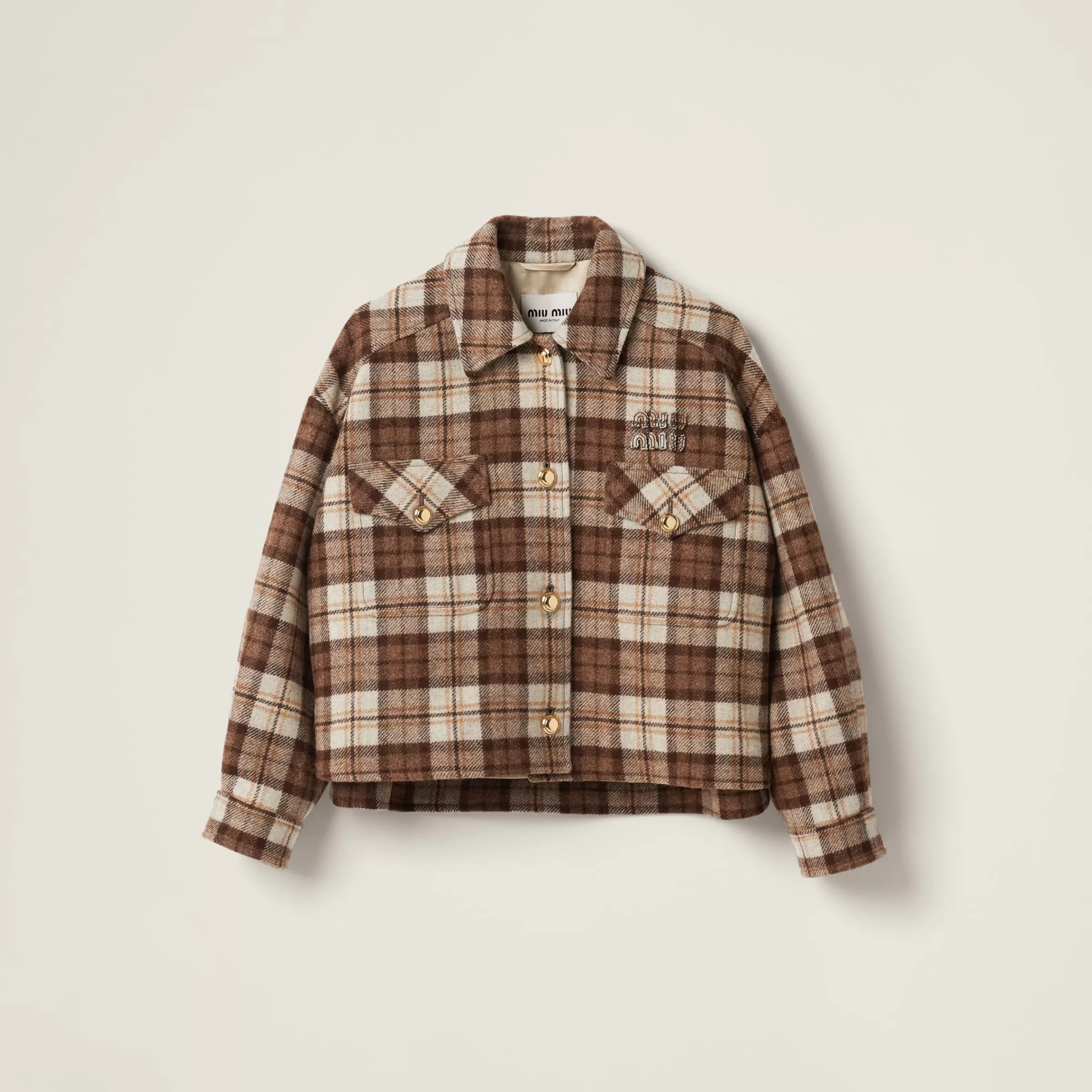 Miu Miu Blouson in check Cacao Cheap