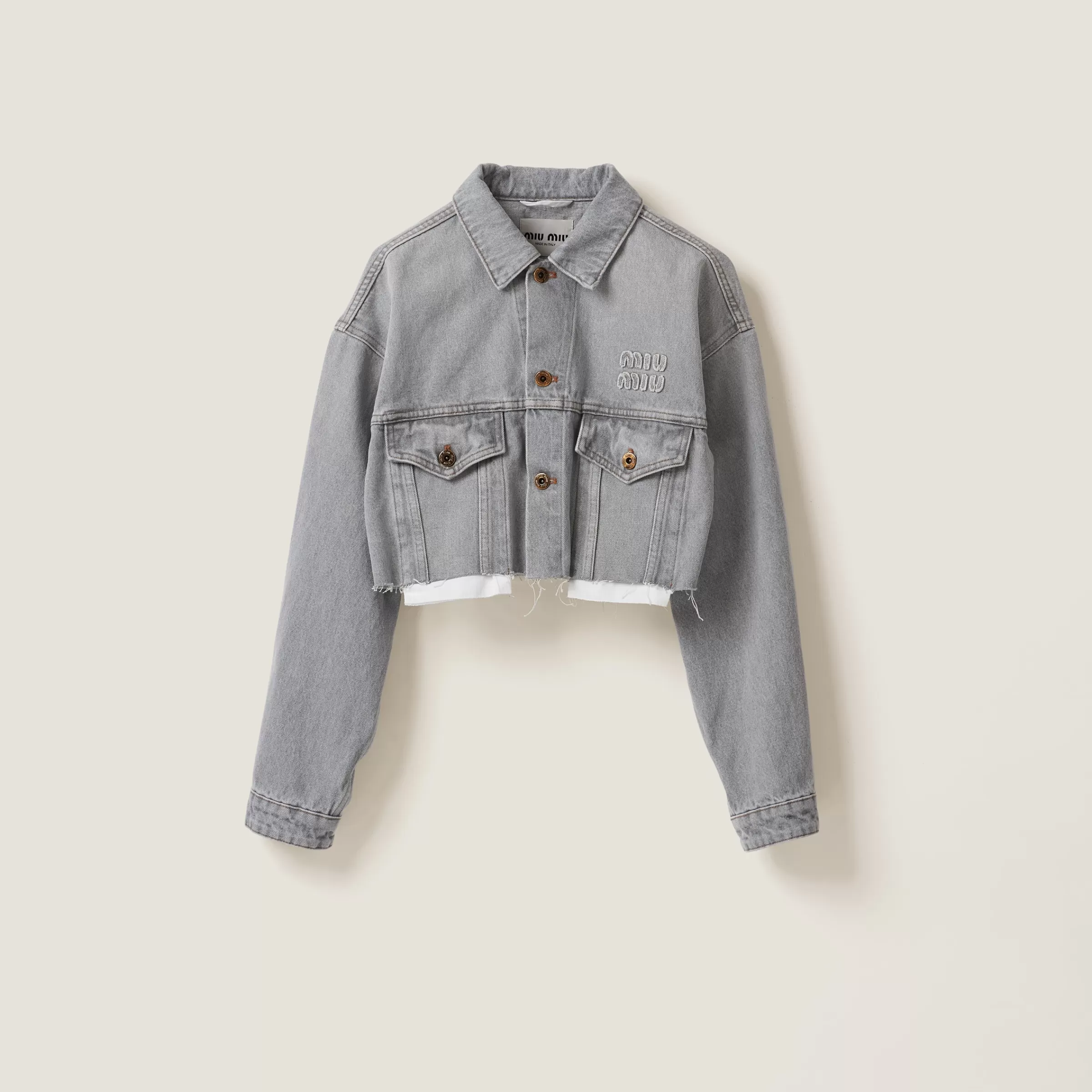 Miu Miu Blouson in denim Grigio Best Sale