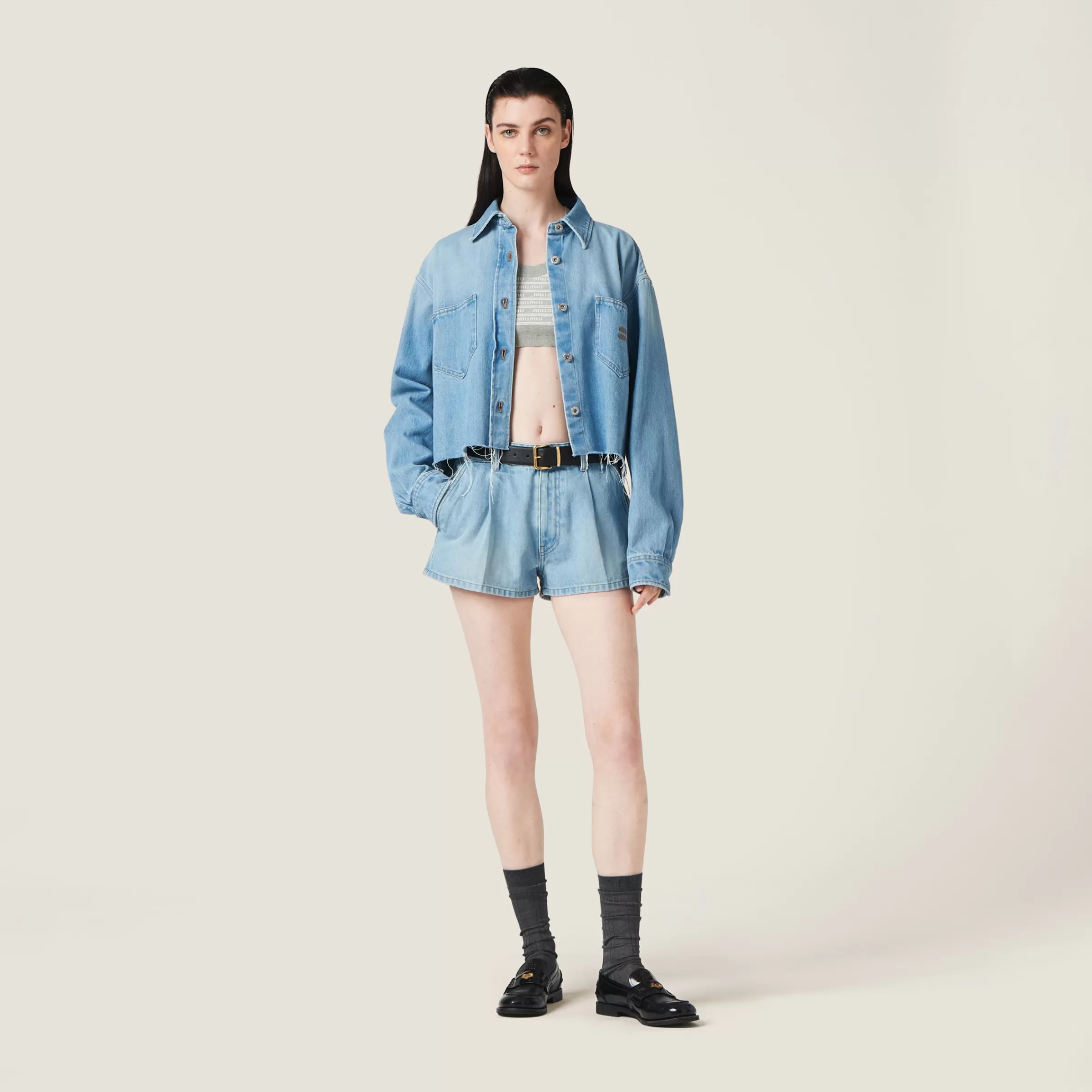 Miu Miu Blouson in denim AzzurroZaffiro Shop