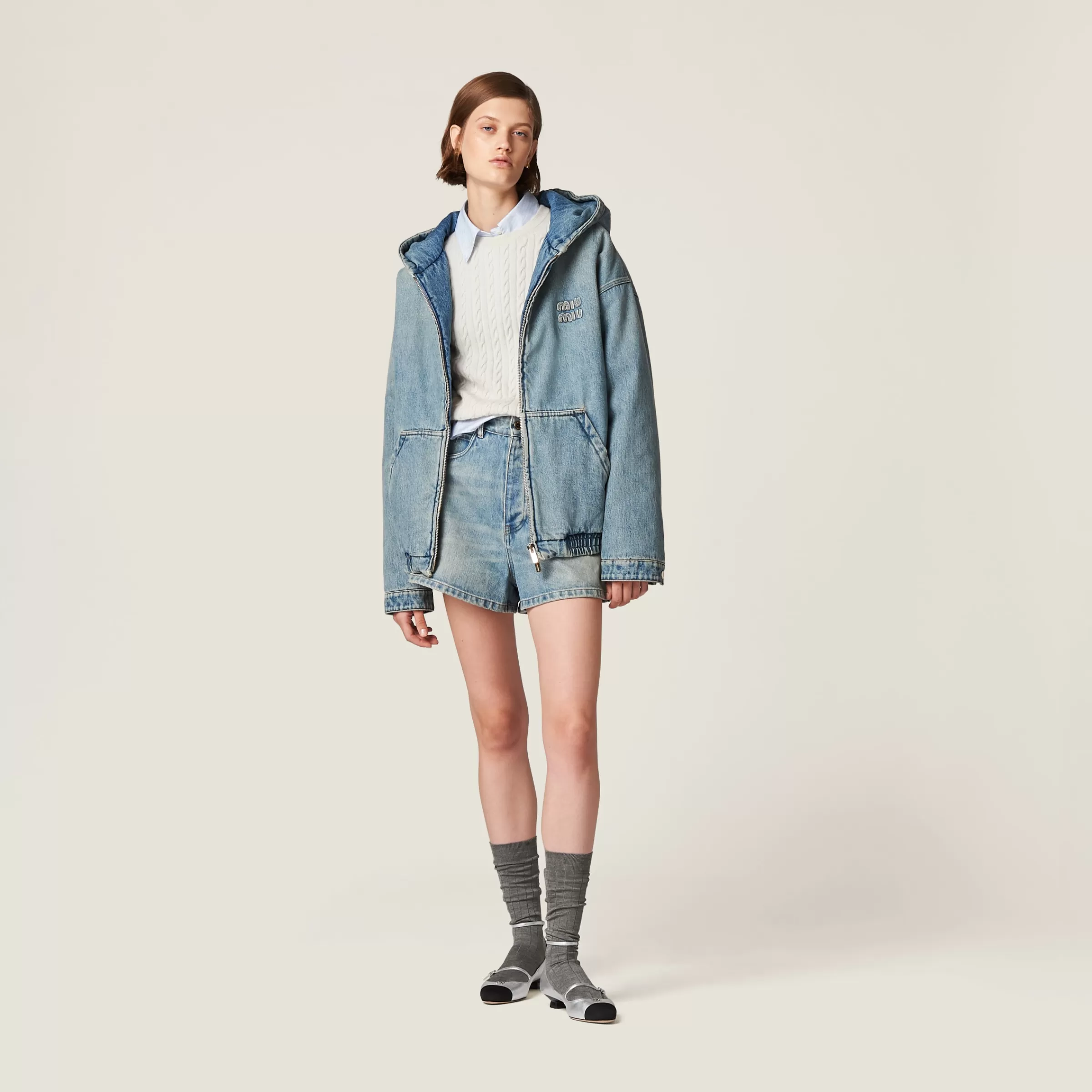 Miu Miu Blouson in denim Celeste Online