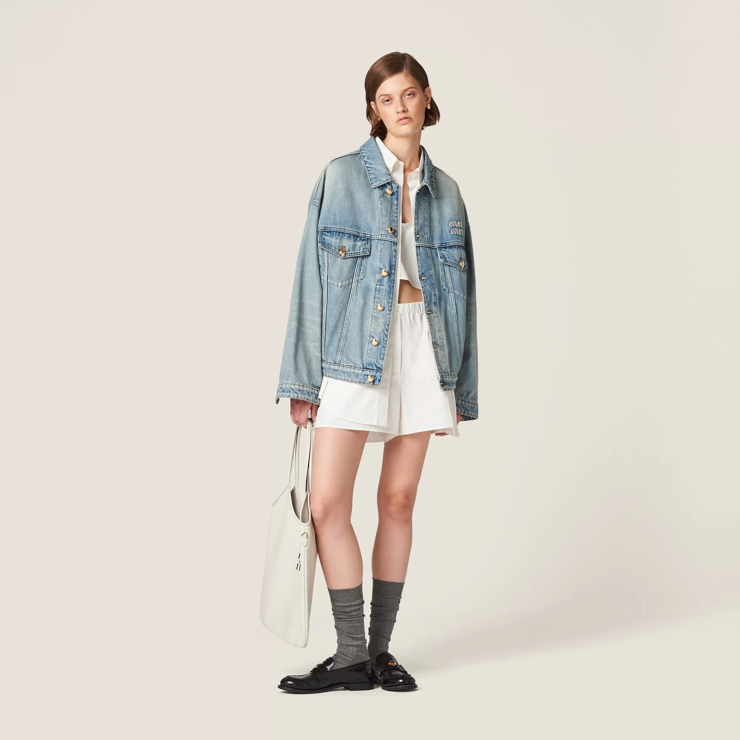 Miu Miu Blouson in denim Celeste Hot