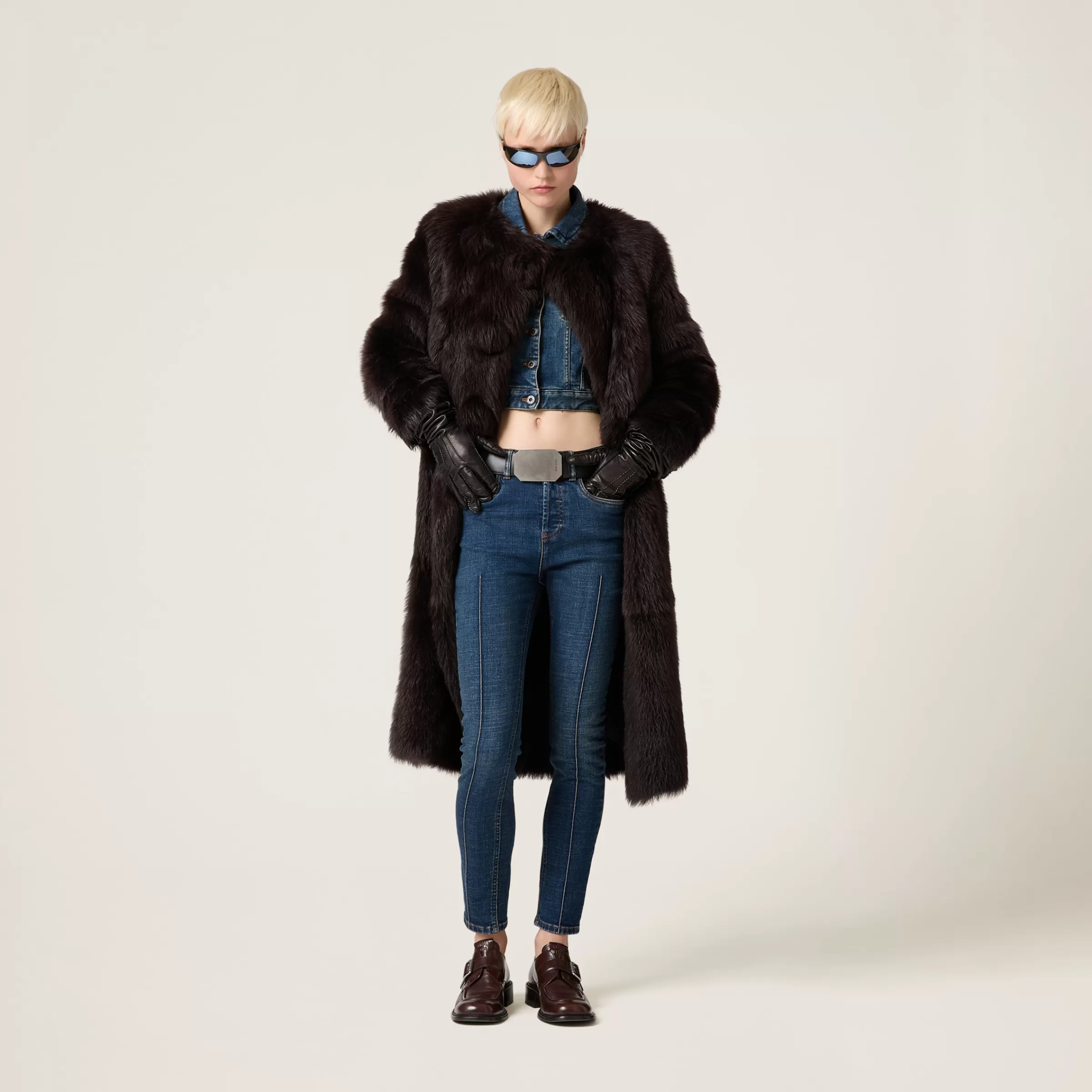 Miu Miu Blouson in denim stretch Blu Clearance