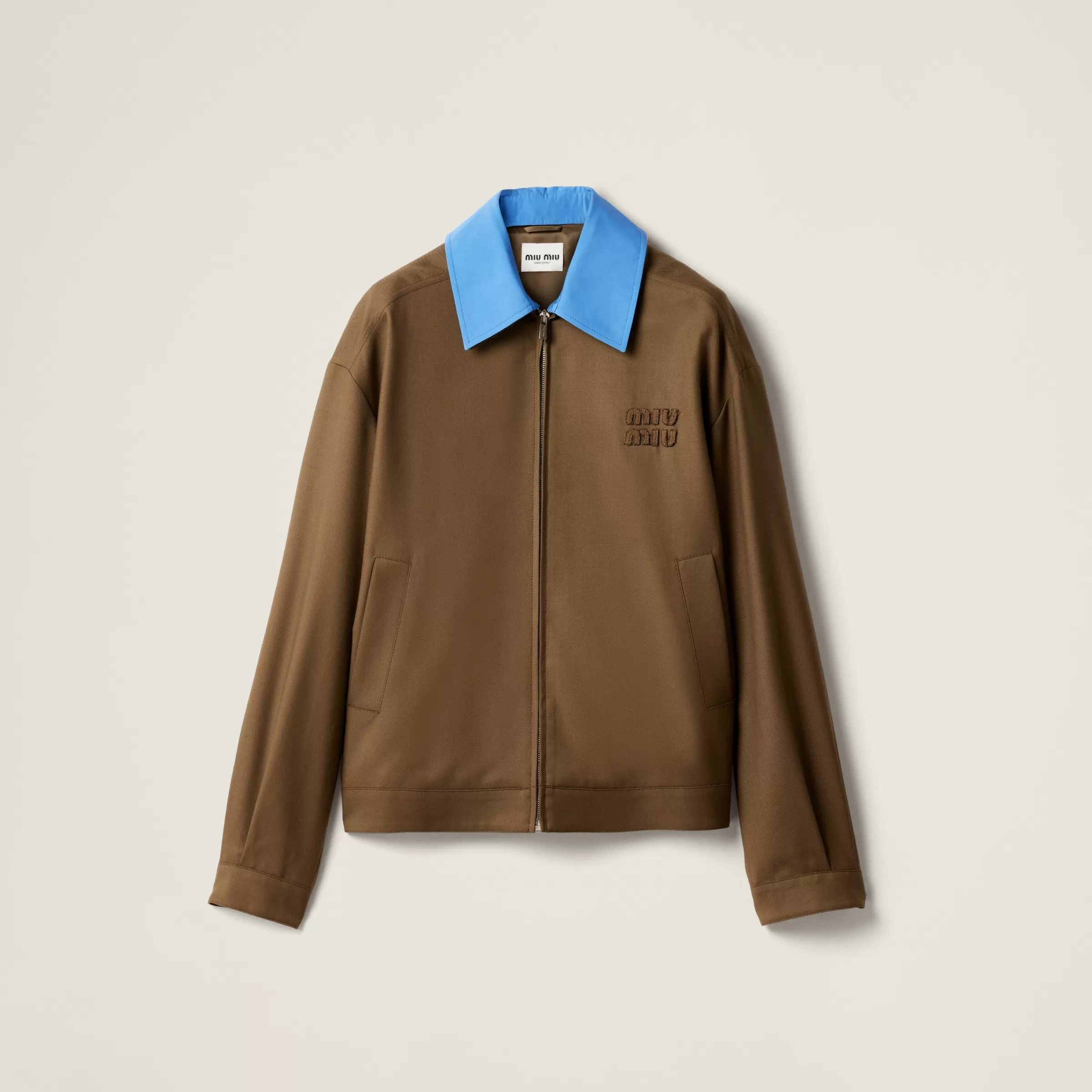 Miu Miu Blouson in gabardine con collo in popeline Tundra Fashion