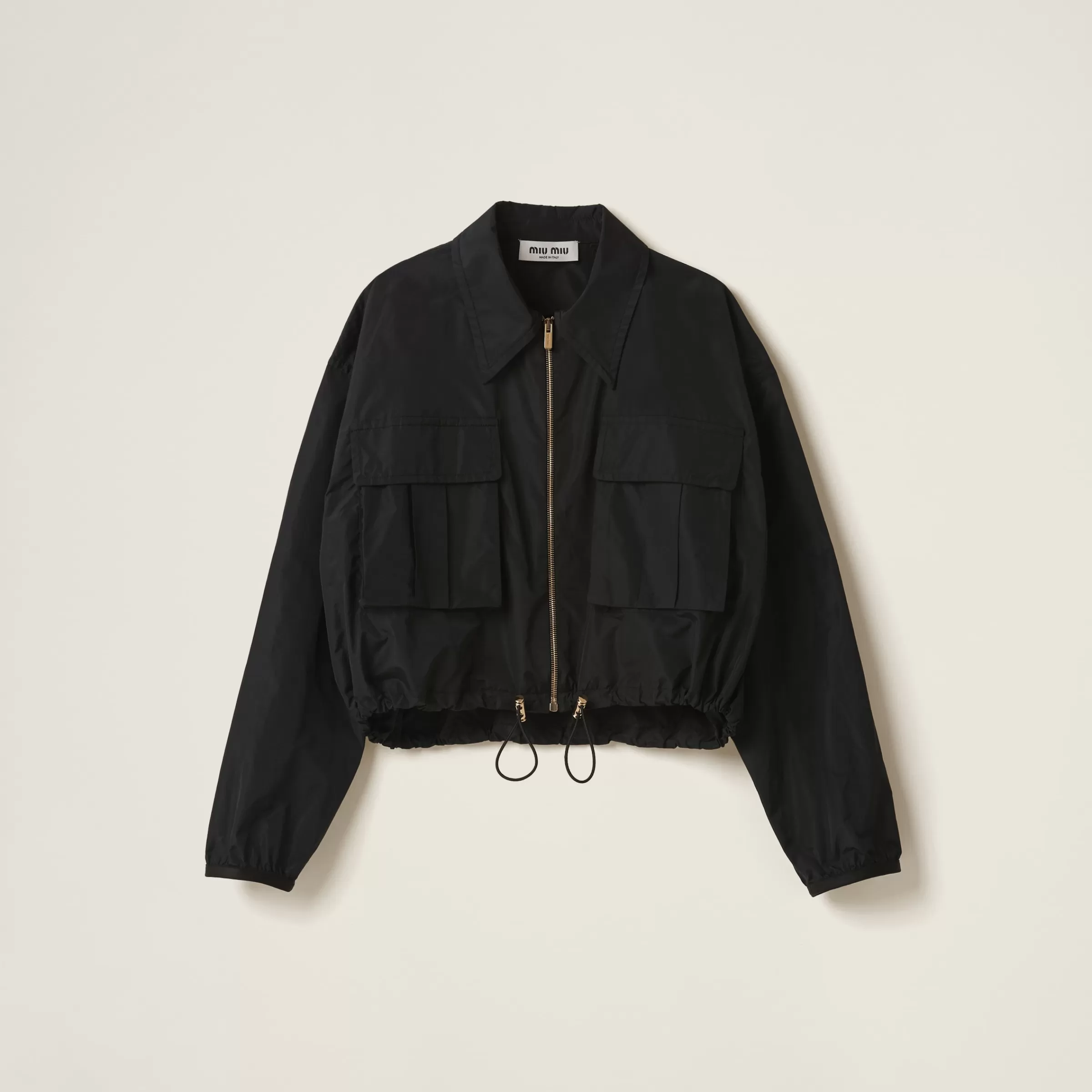 Miu Miu Blouson in Seta Tec Nero Flash Sale