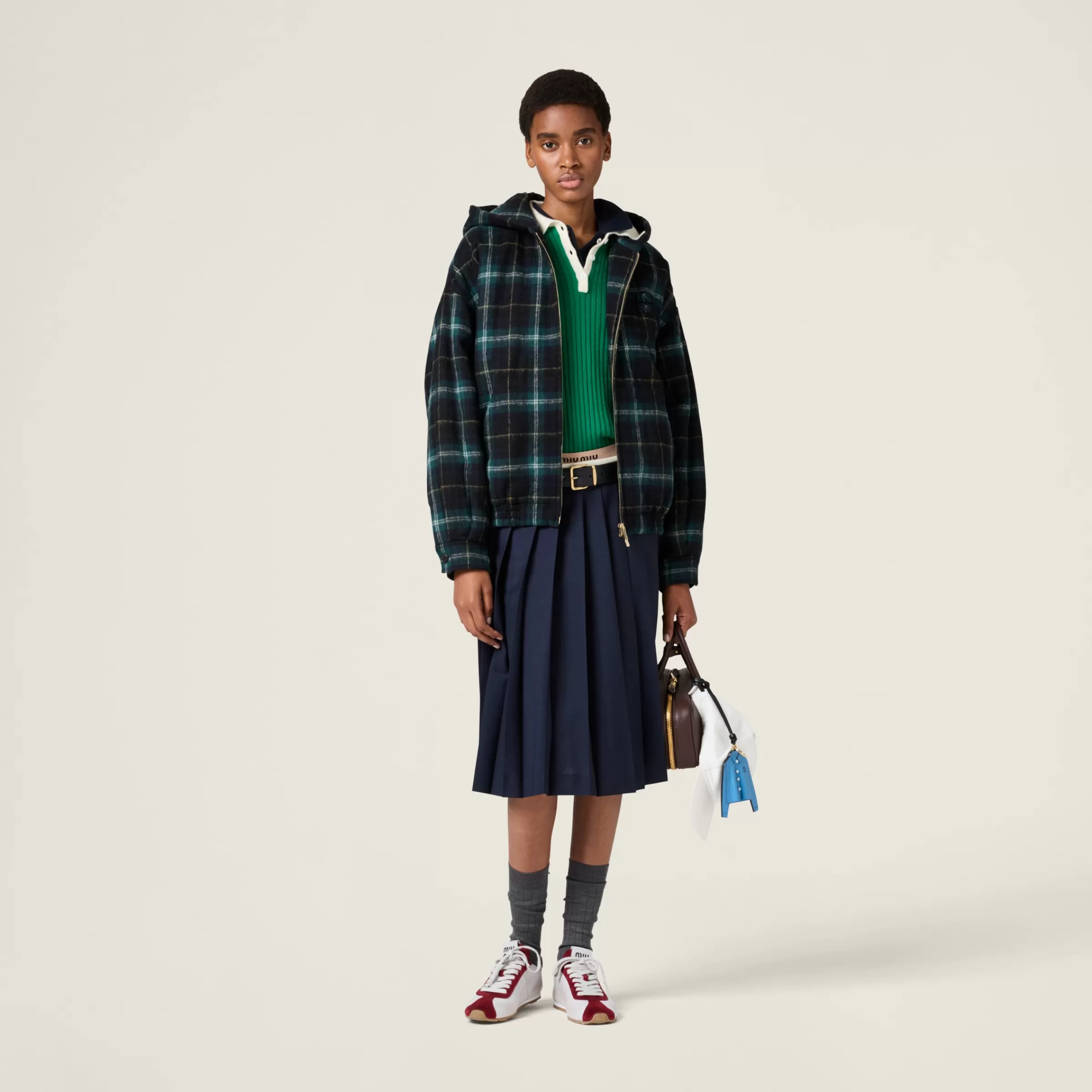 Miu Miu Blouson in tartan Blu Cheap