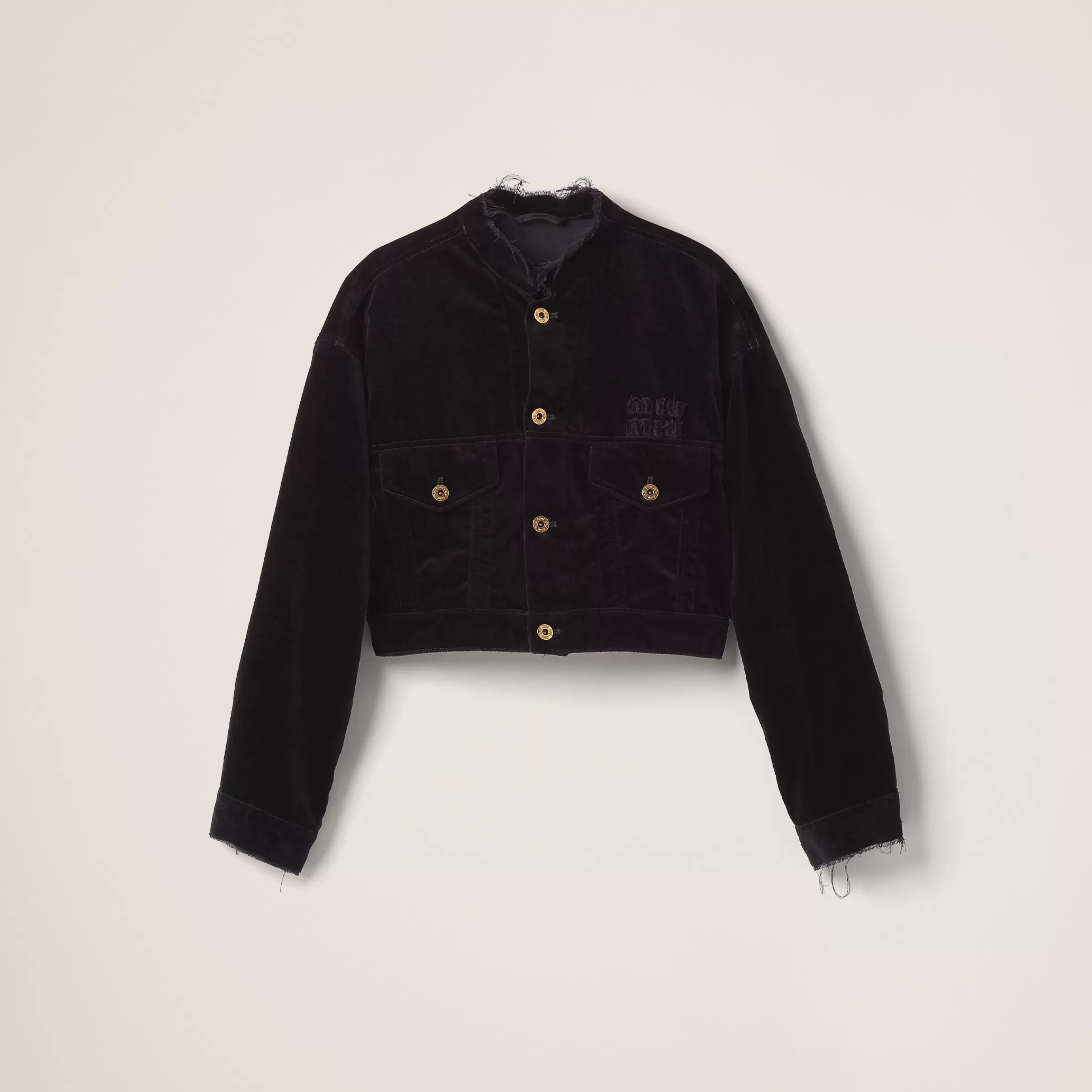 Miu Miu Blouson in velluto washed Nero Clearance