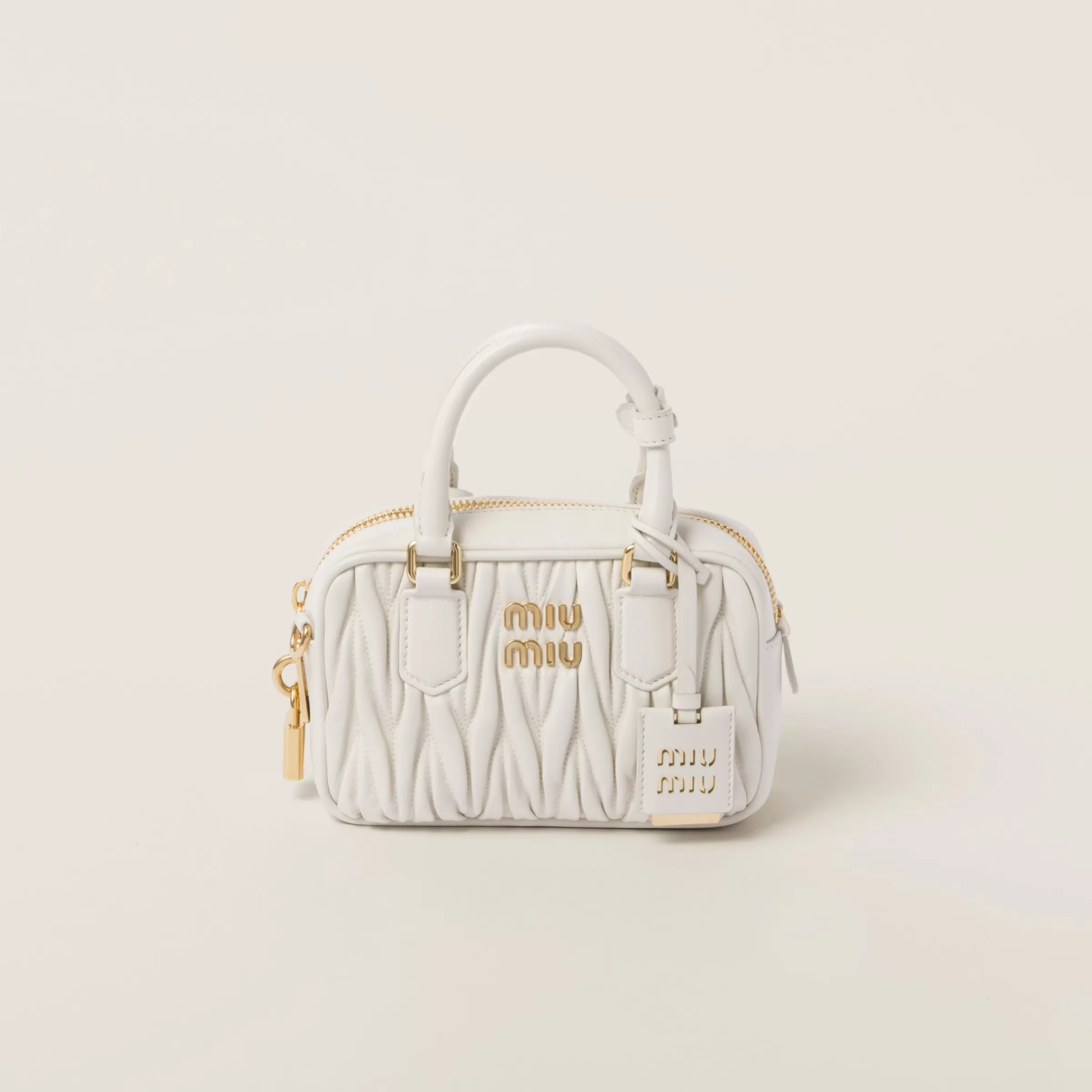 Miu Miu Borsa Arcadie in nappa matelassé Bianco Cheap