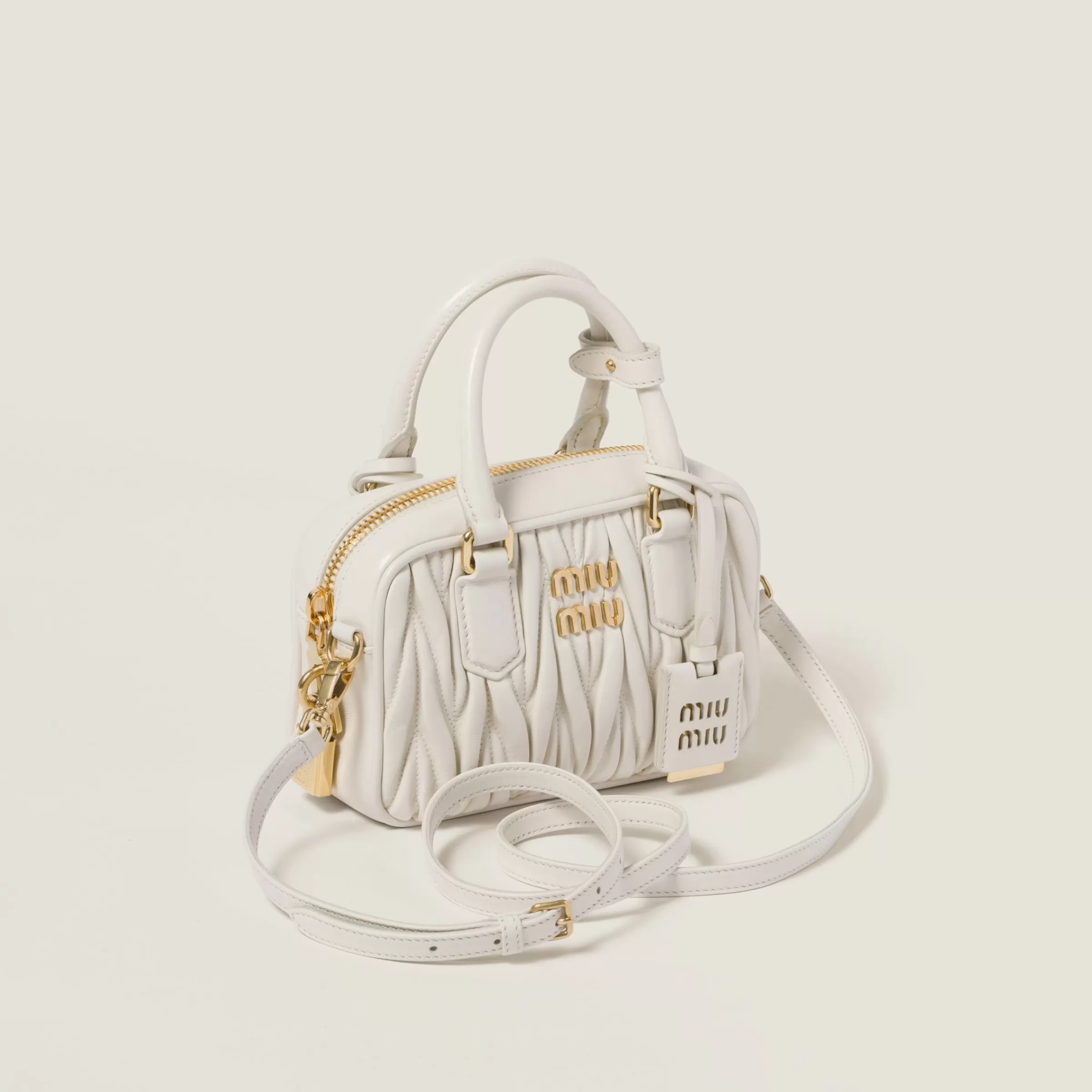 Miu Miu Borsa Arcadie in nappa matelassé Bianco Cheap