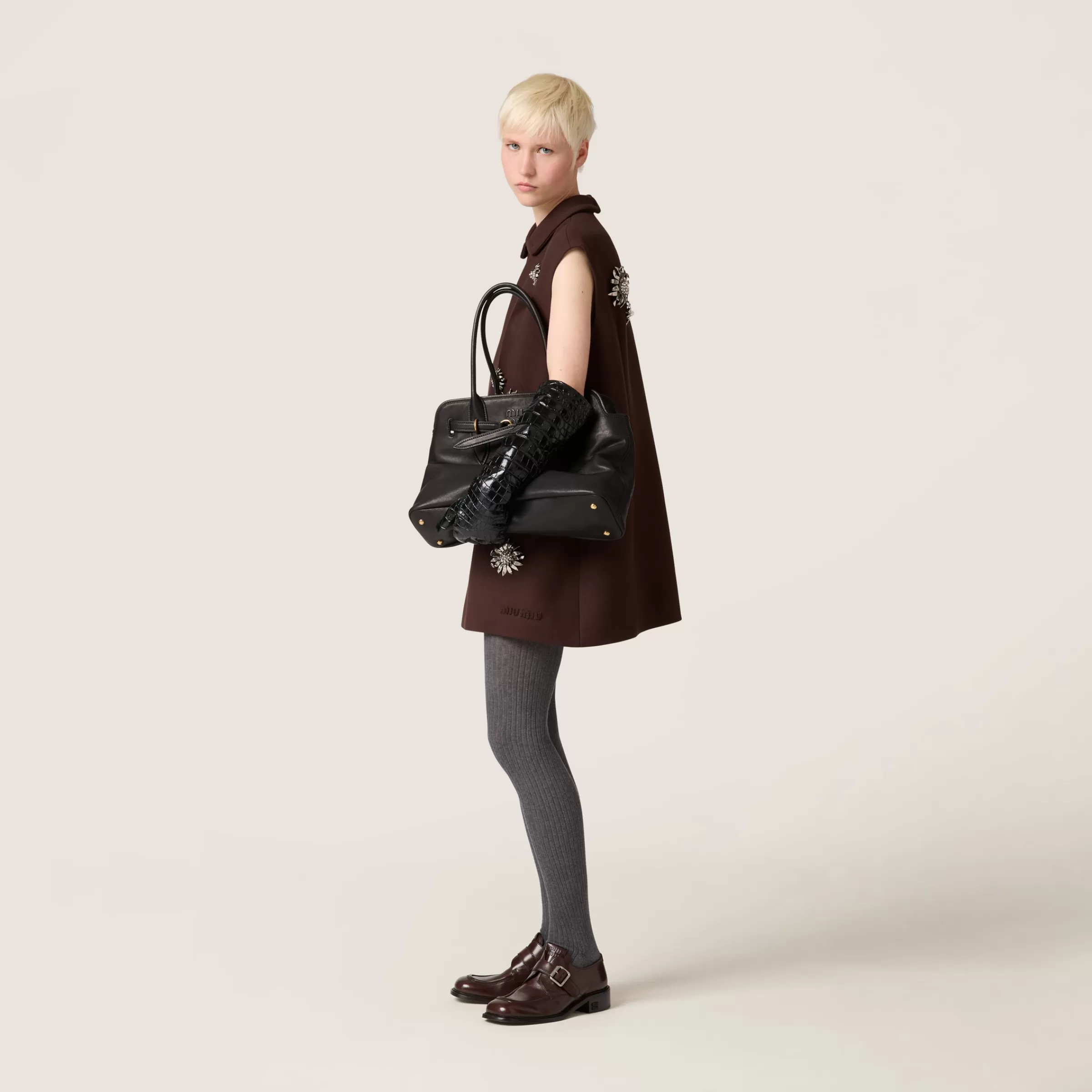 Miu Miu Borsa Aventure in nappa Nero Cheap