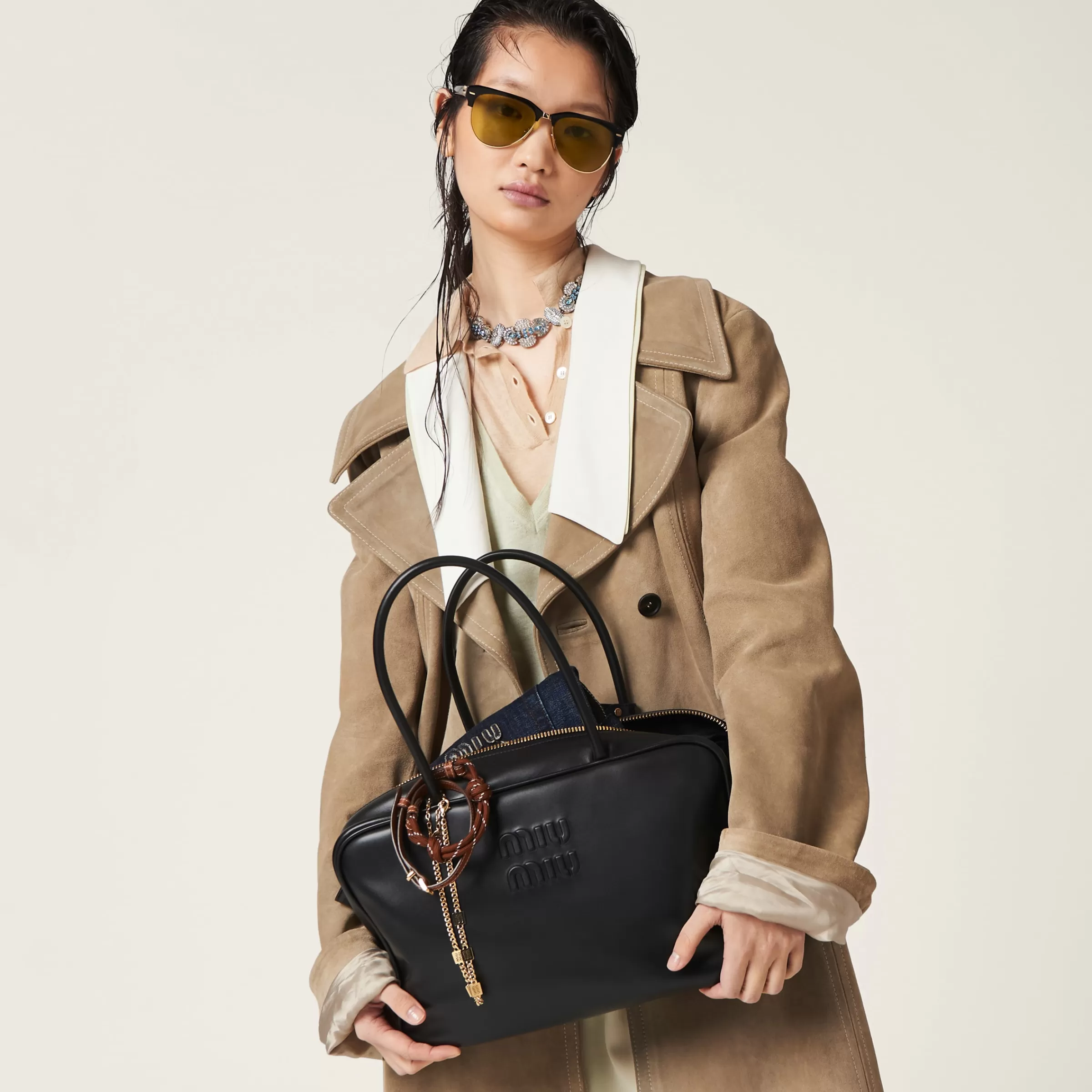 Miu Miu Borsa Beau in pelle Nero Discount