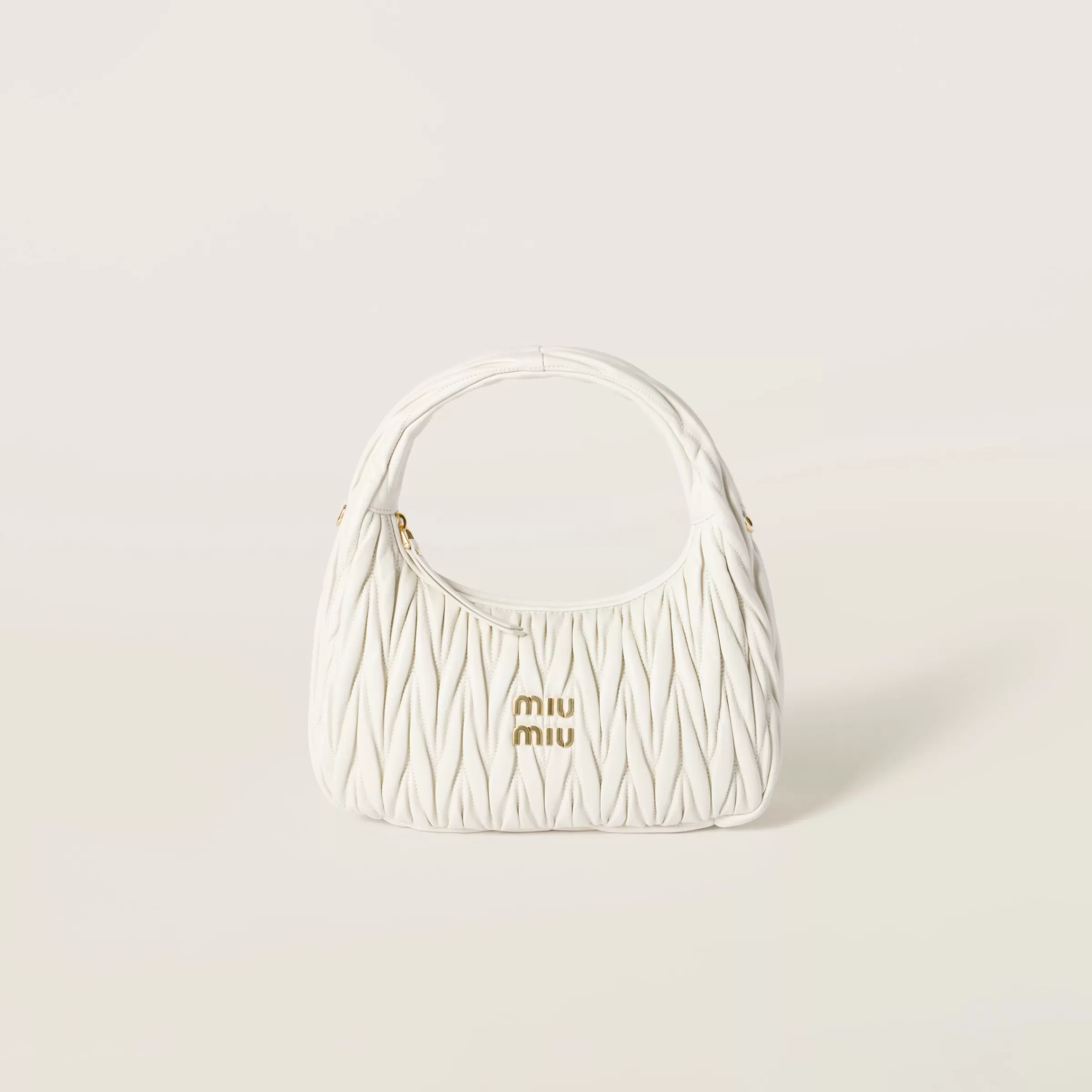 Miu Miu Borsa hobo Wander in nappa matelassé Bianco Online