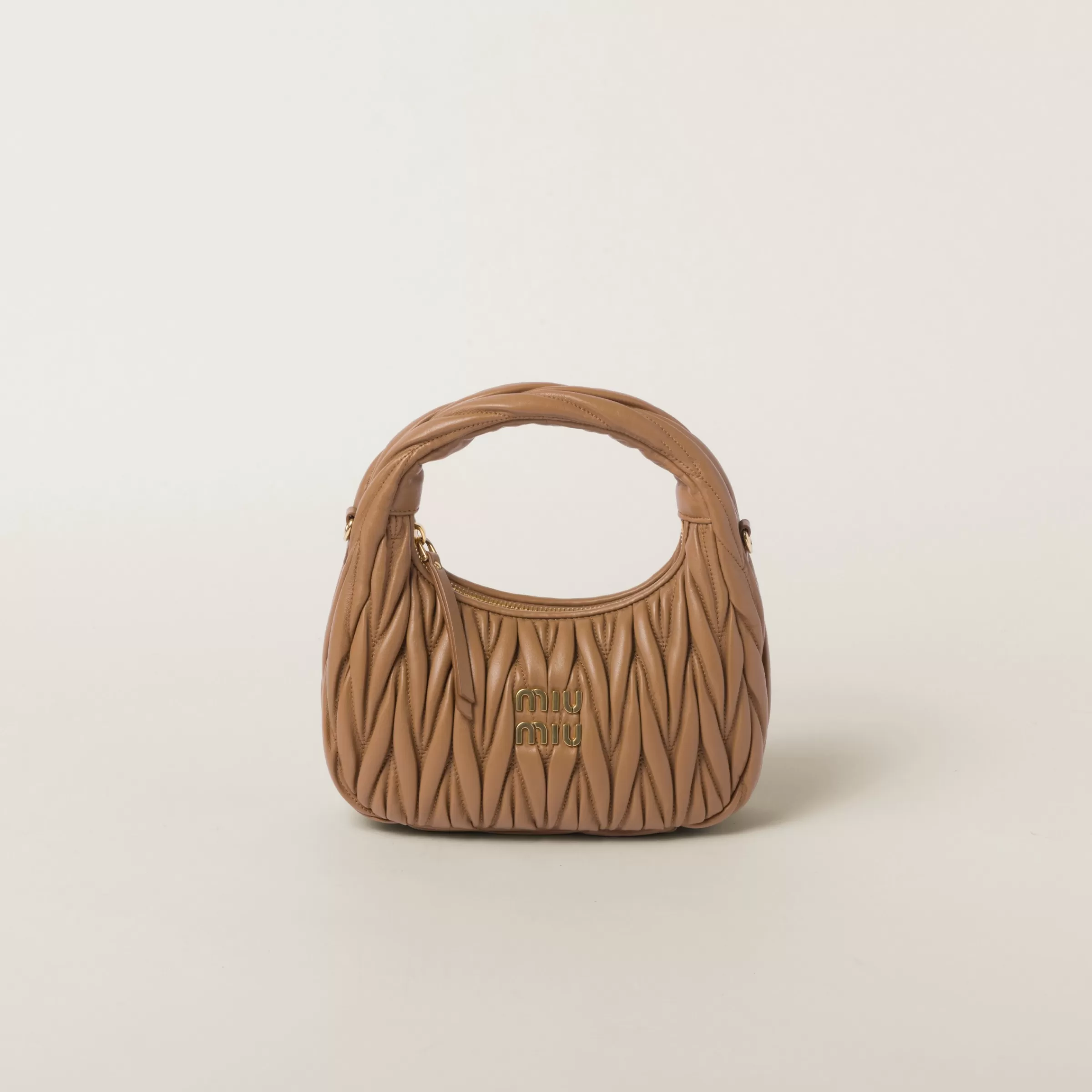 Miu Miu Borsa hobo Wander in nappa matelassé Caramello Online