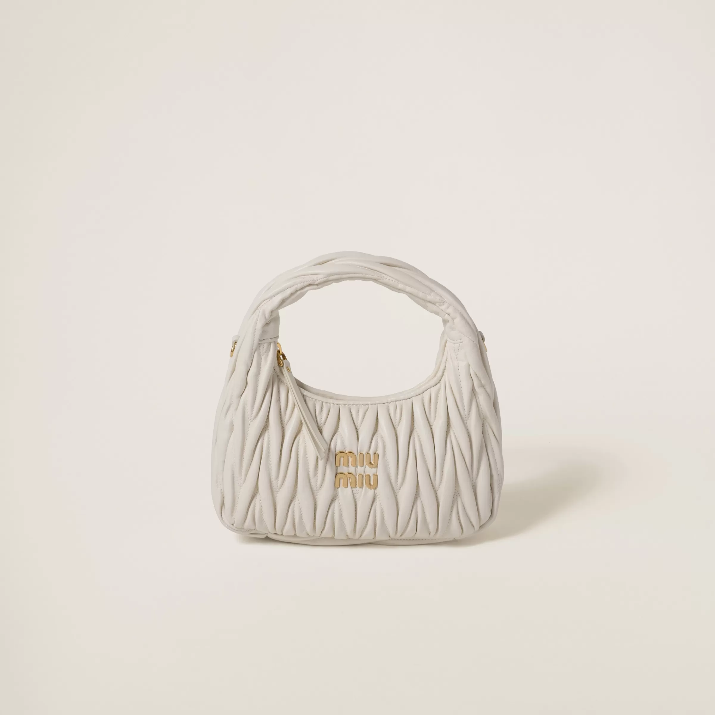 Miu Miu Borsa hobo Wander in nappa matelassé Bianco Fashion