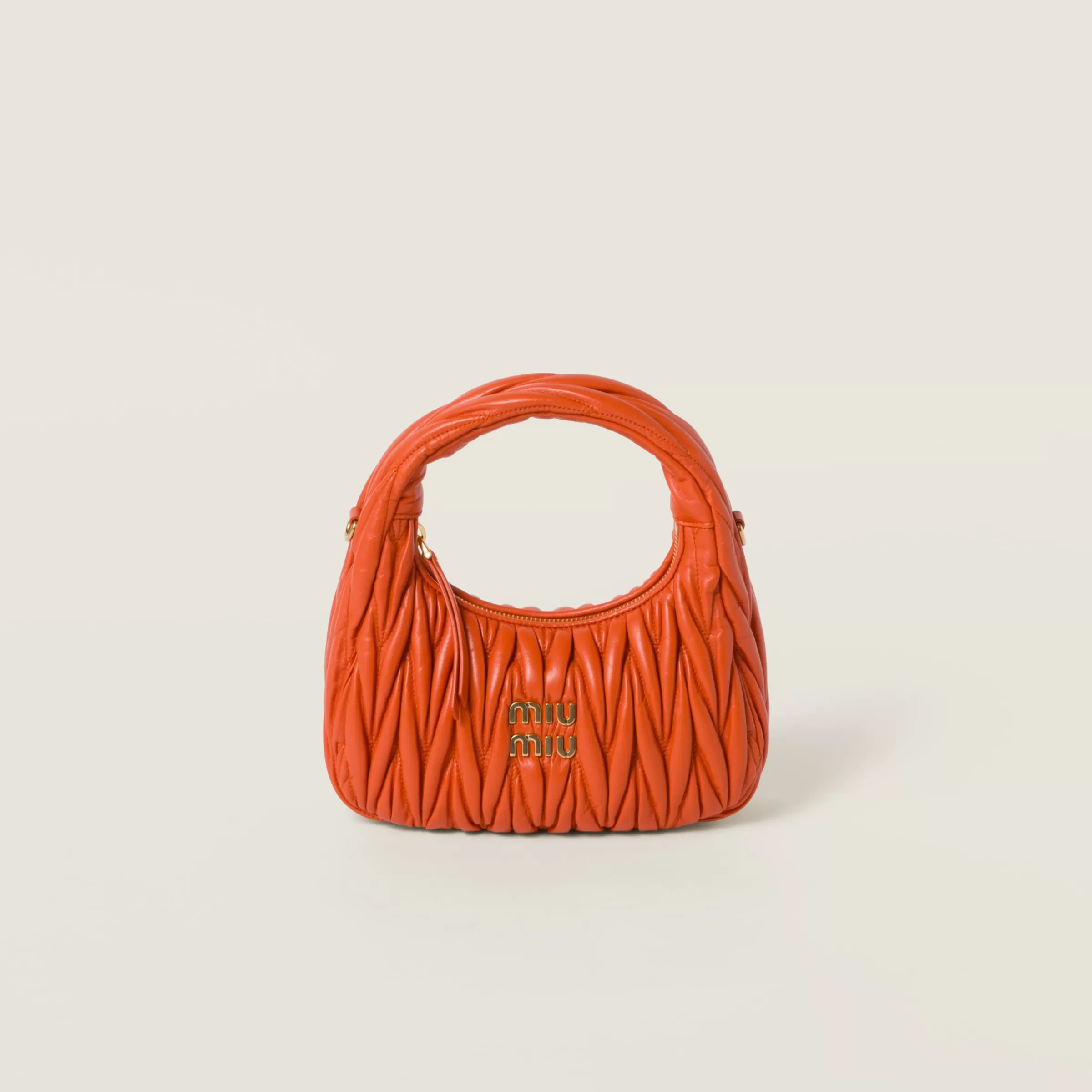 Miu Miu Borsa hobo Wander in nappa matelassé Arancio Discount