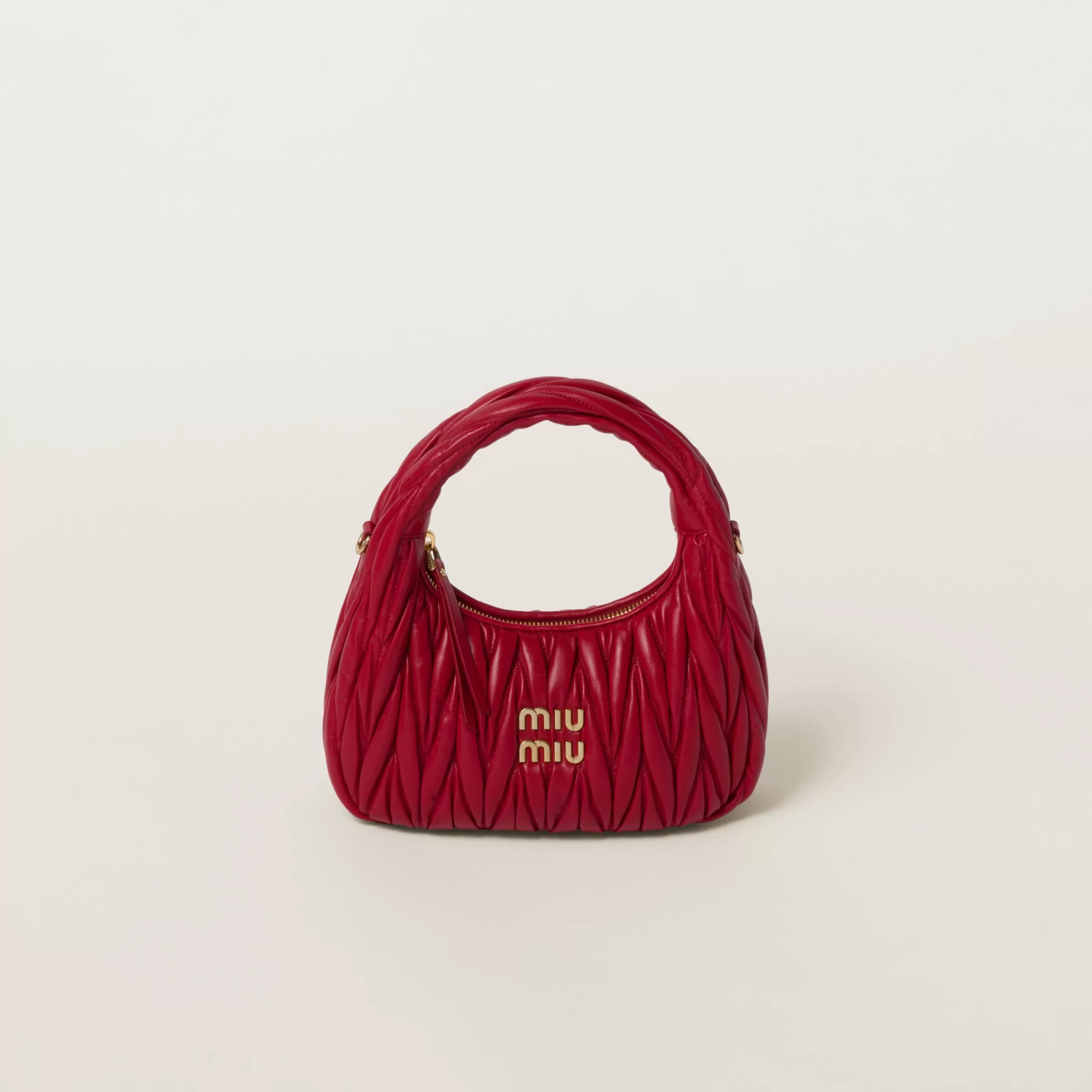 Miu Miu Borsa hobo Wander in nappa matelassé Rosso Outlet