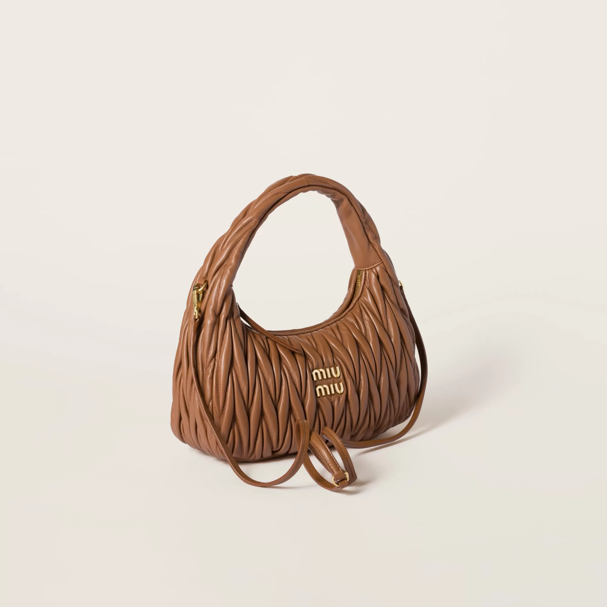 Miu Miu Borsa hobo Wander in nappa matelassé Cognac Cheap