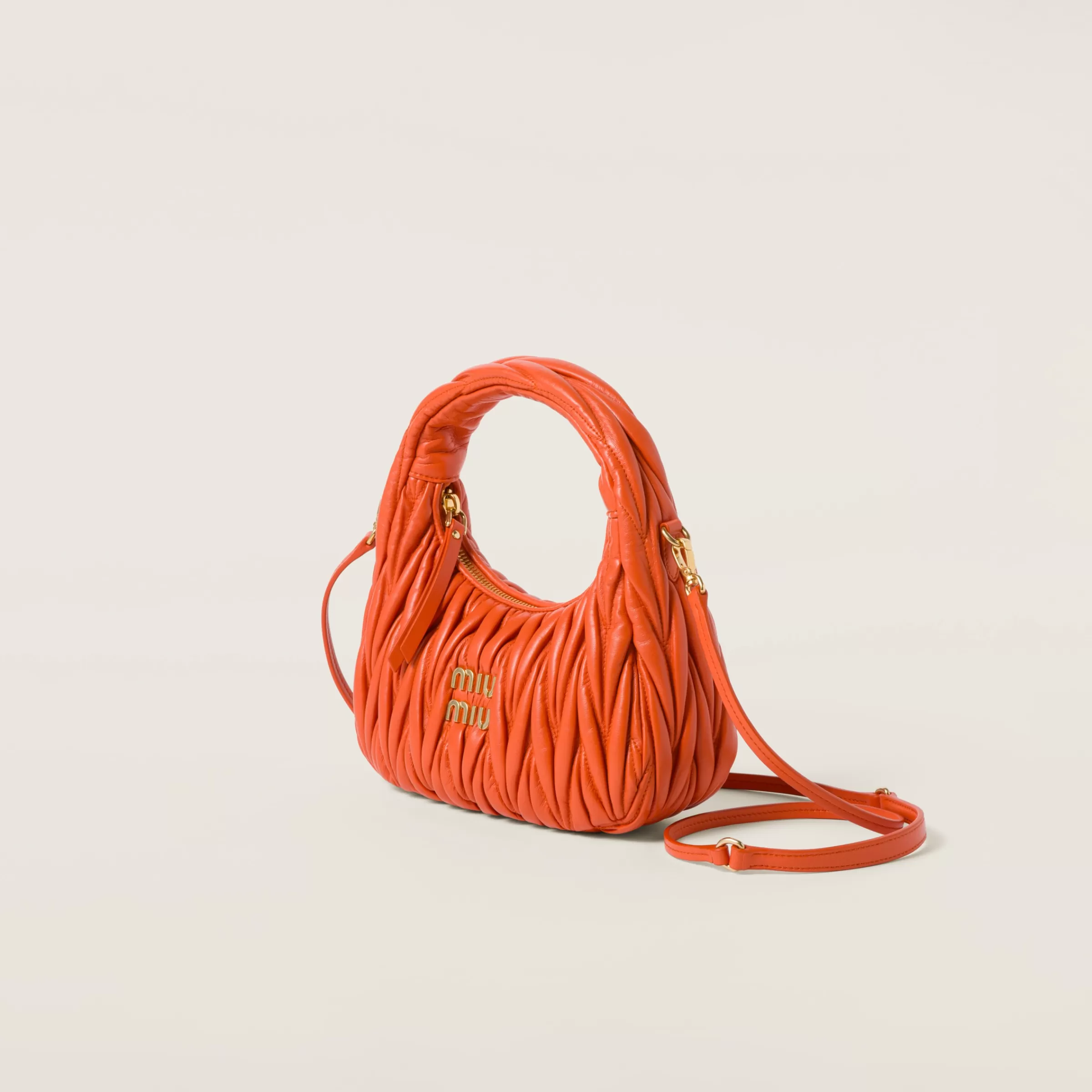 Miu Miu Borsa hobo Wander in nappa matelassé Arancio Discount