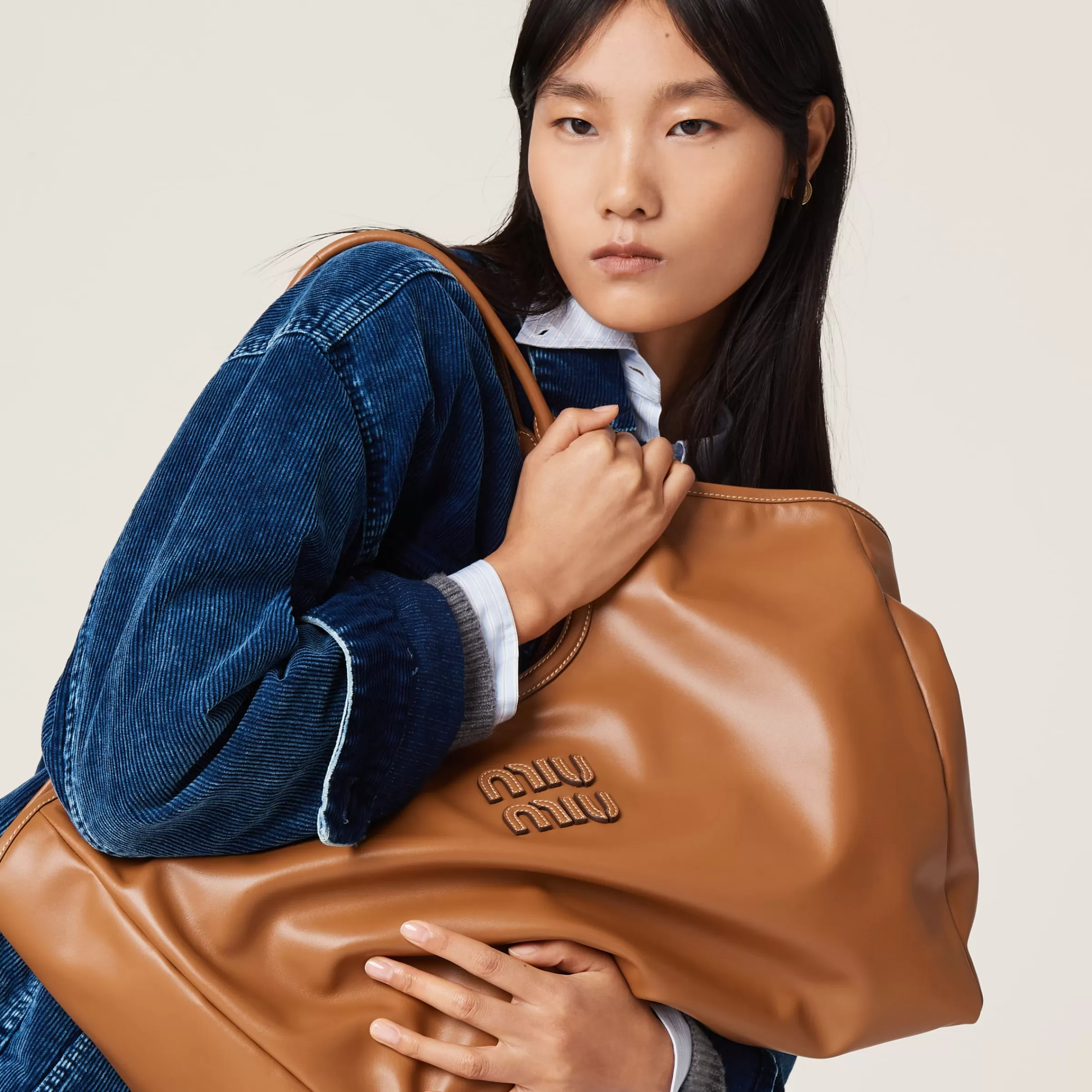 Miu Miu Borsa Ivy in pelle Cognac Sale