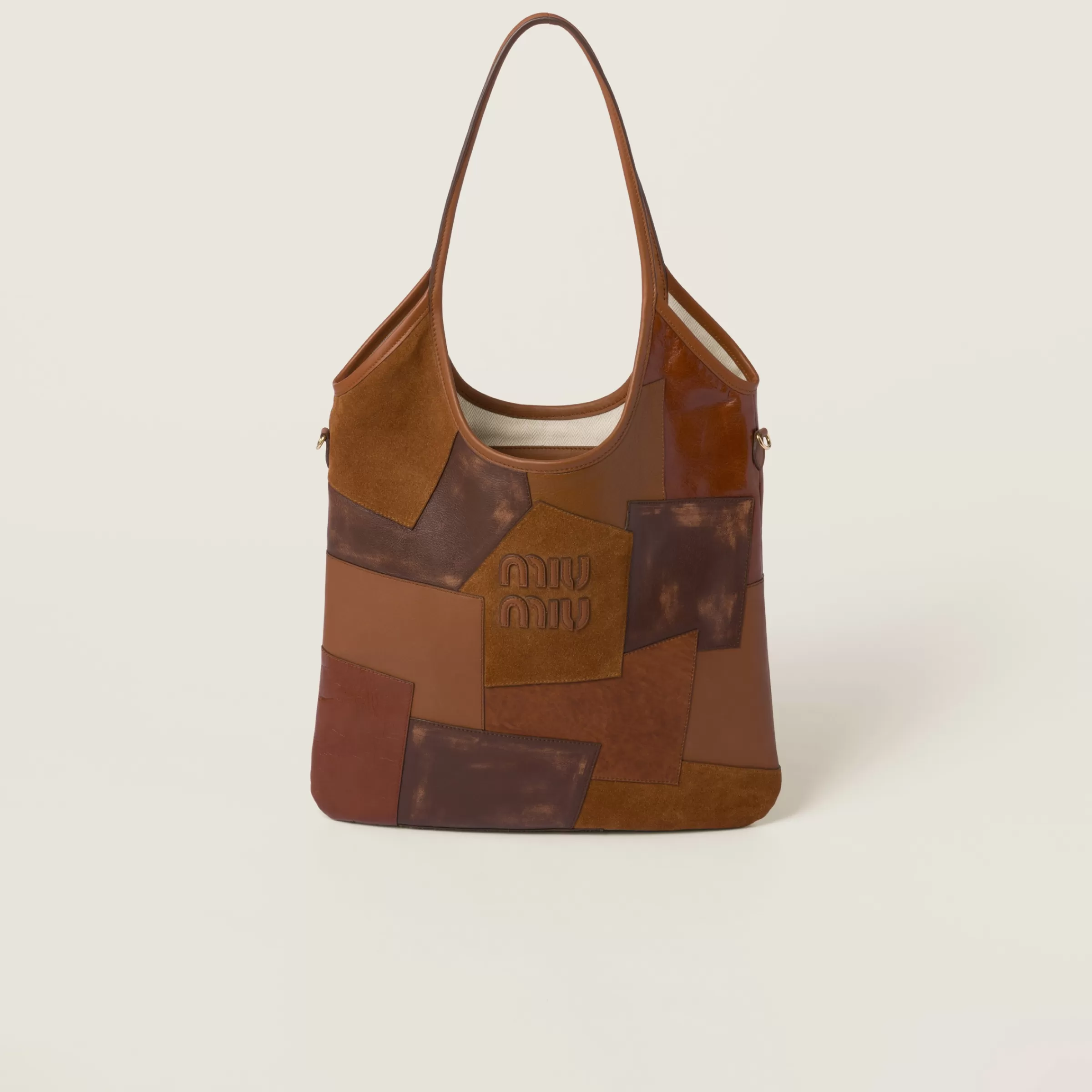 Miu Miu Borsa IVY in pelle patch Cognac Discount