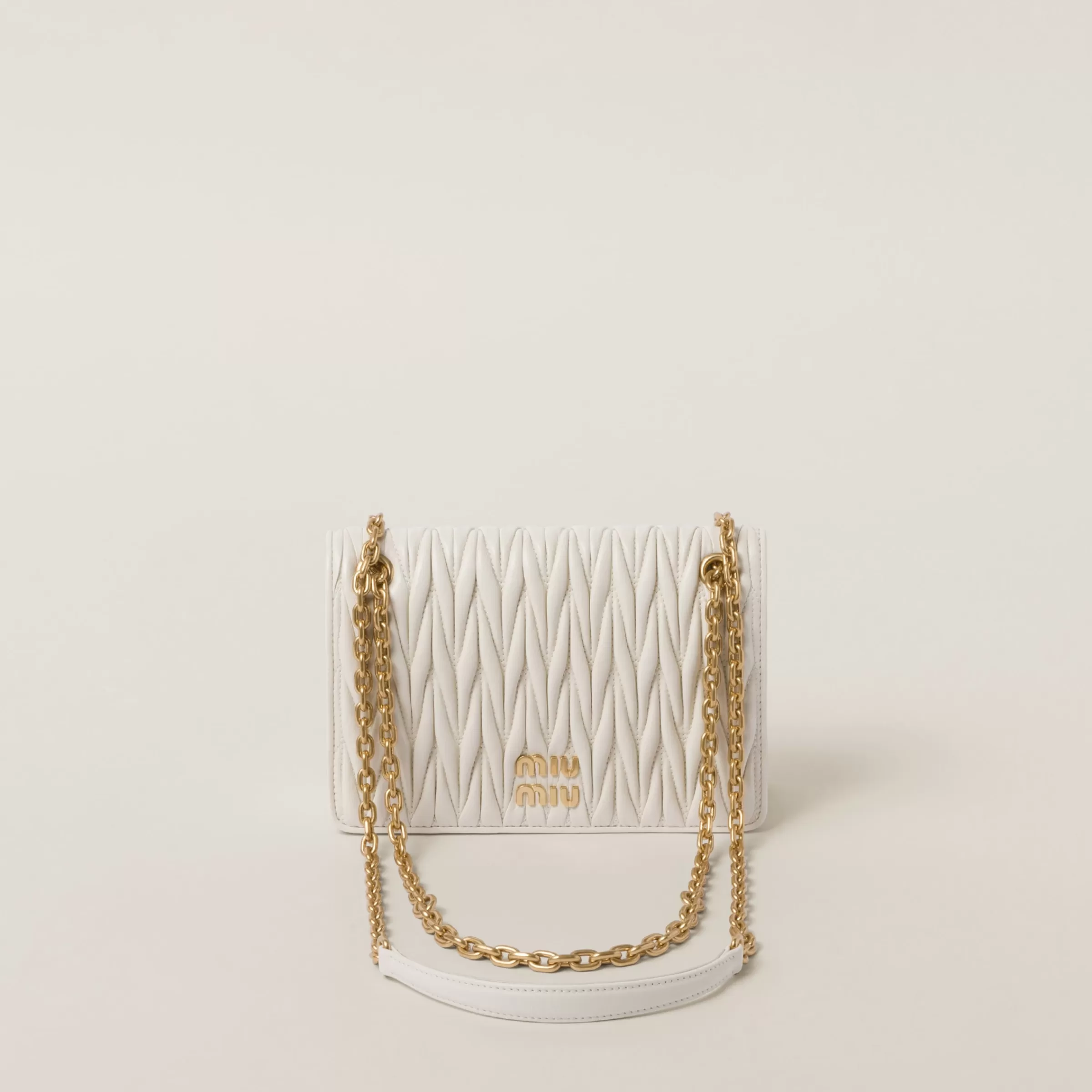 Miu Miu Borsa Mini in nappa matelassé Bianco Discount