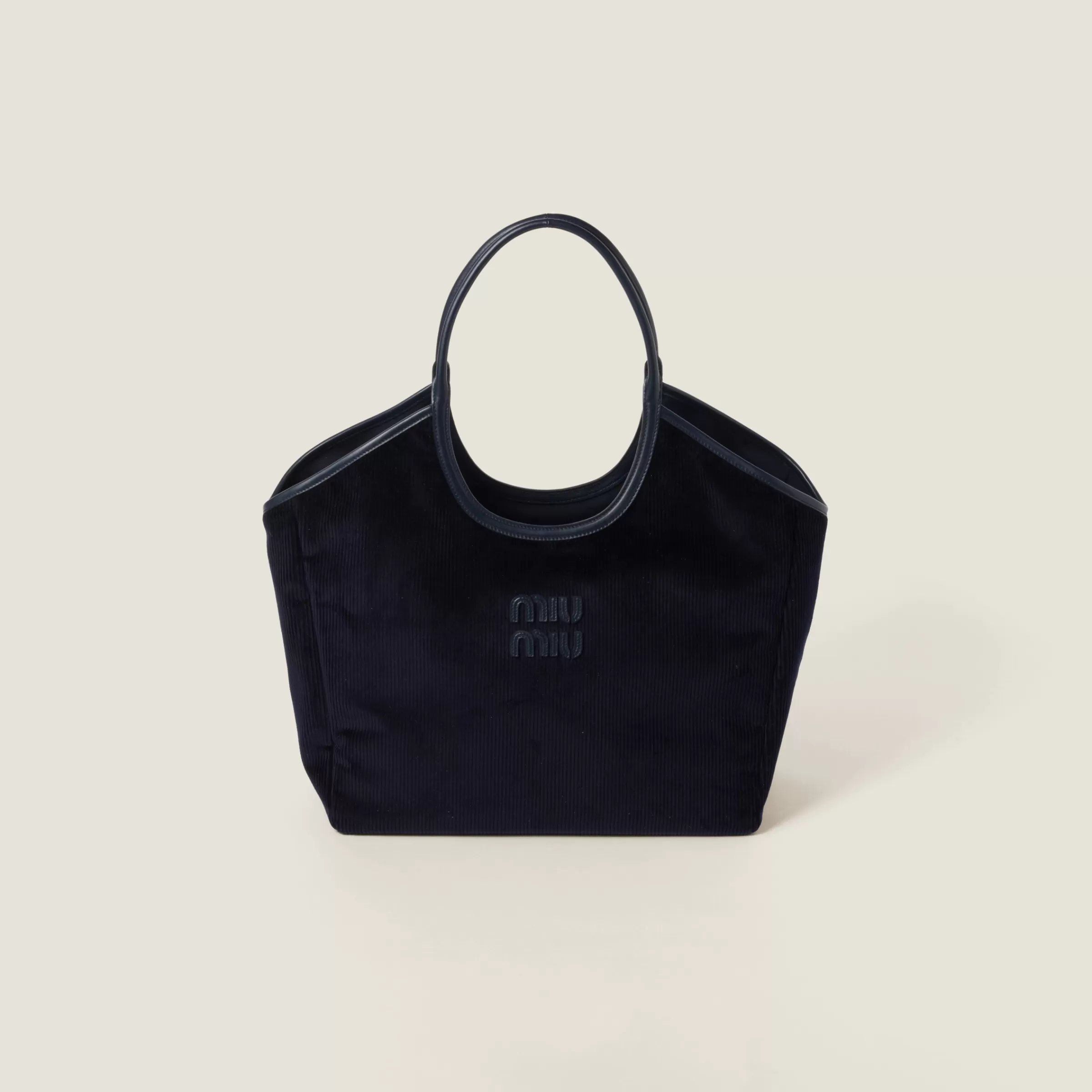 Miu Miu Borsa shopping IVY in velluto a coste Blu Best