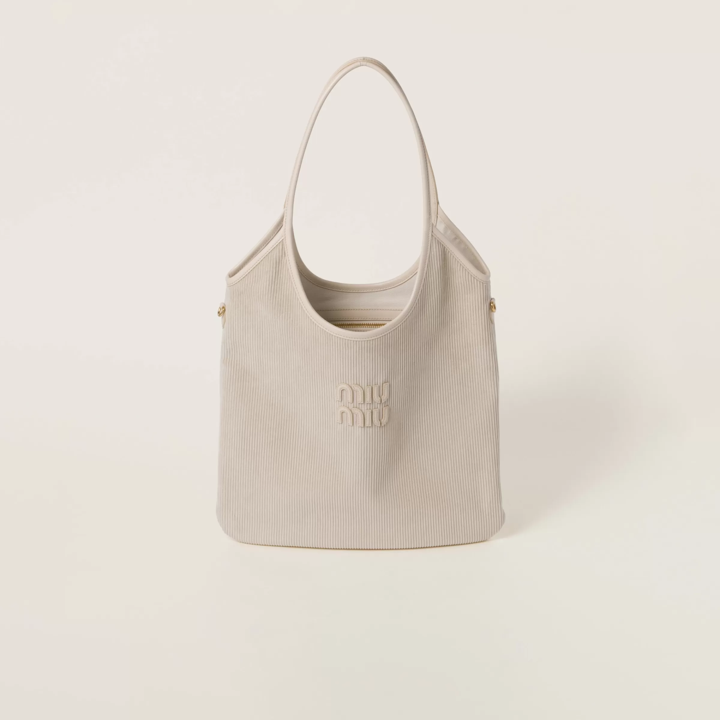 Miu Miu Borsa shopping IVY in velluto a coste Gesso Shop