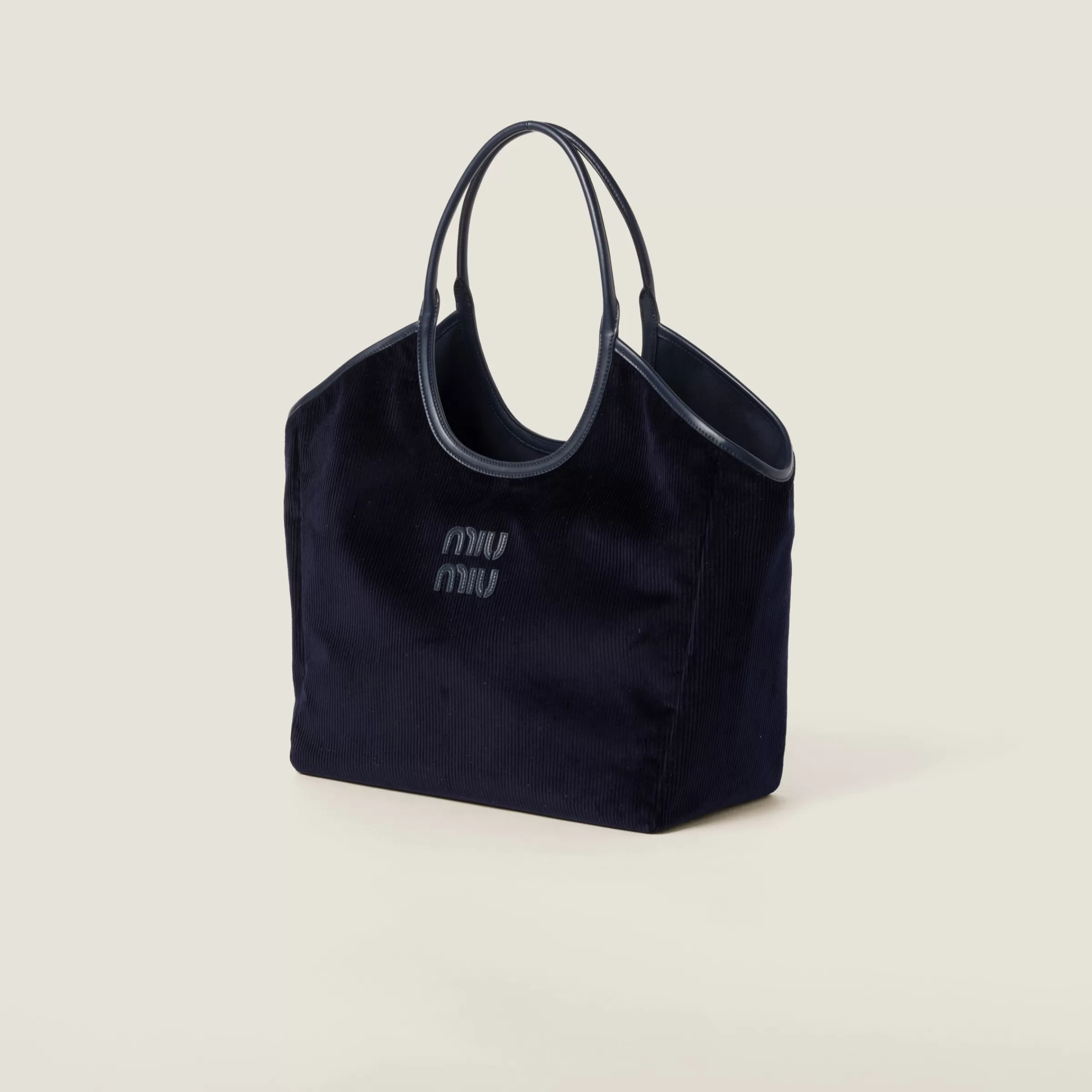 Miu Miu Borsa shopping IVY in velluto a coste Blu Best