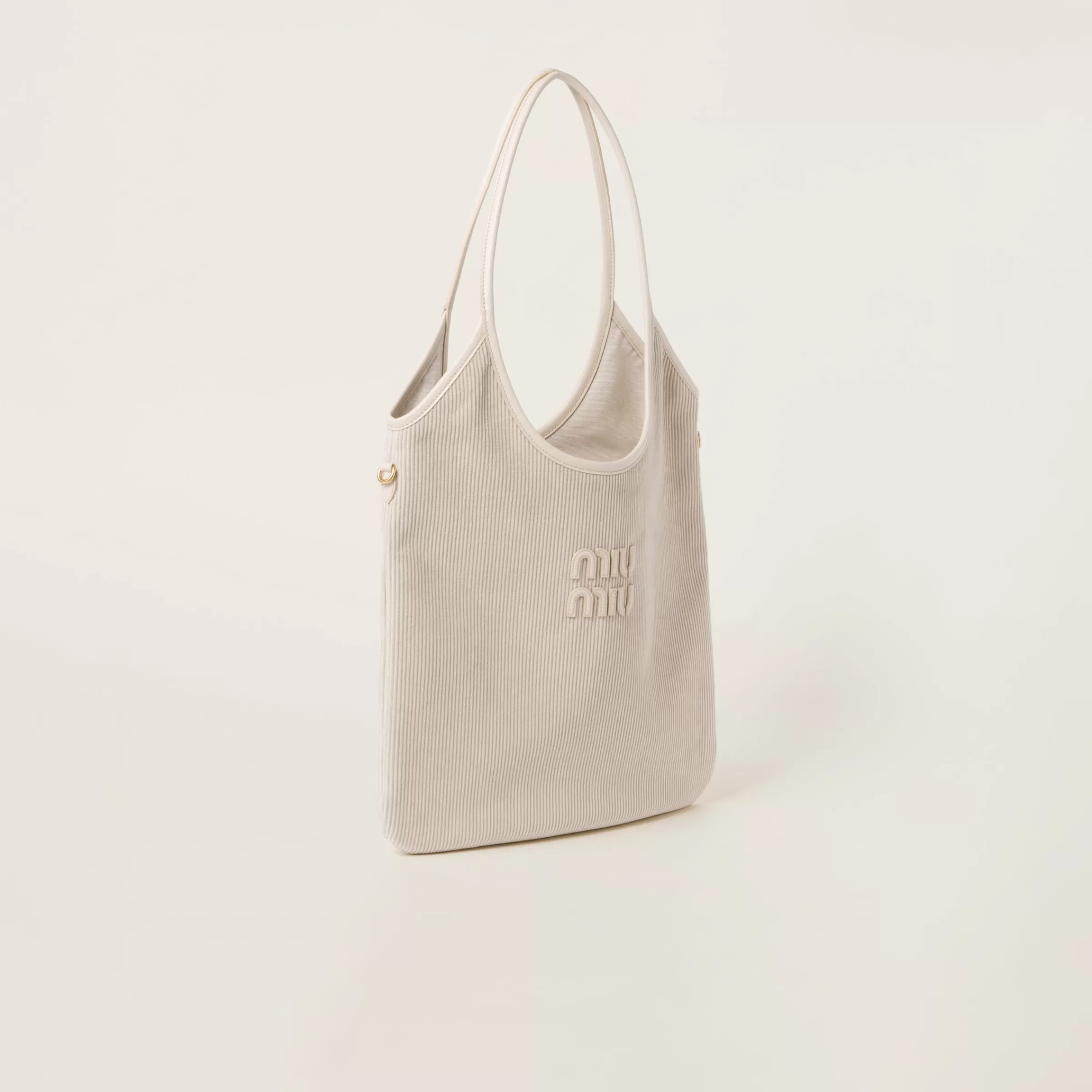 Miu Miu Borsa shopping IVY in velluto a coste Gesso Shop