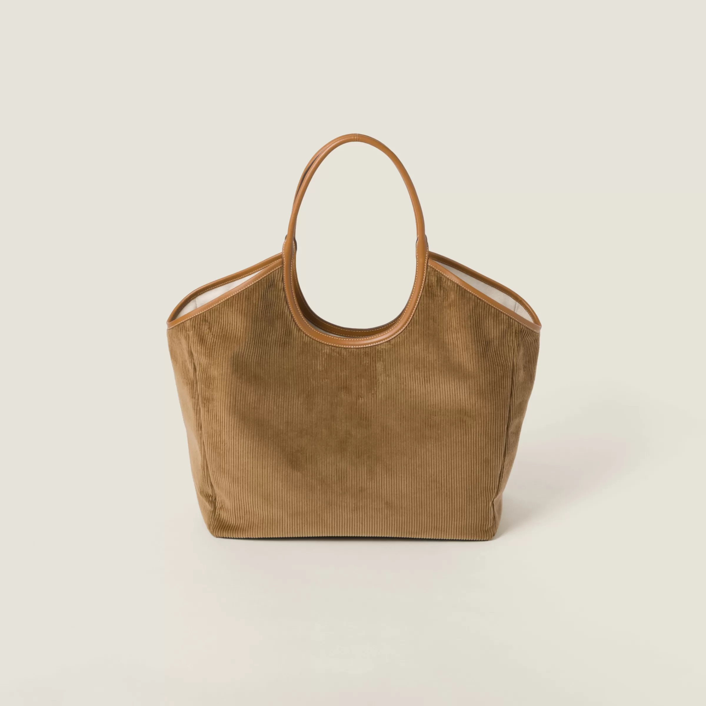 Miu Miu Borsa shopping IVY in velluto a coste Cannella Flash Sale