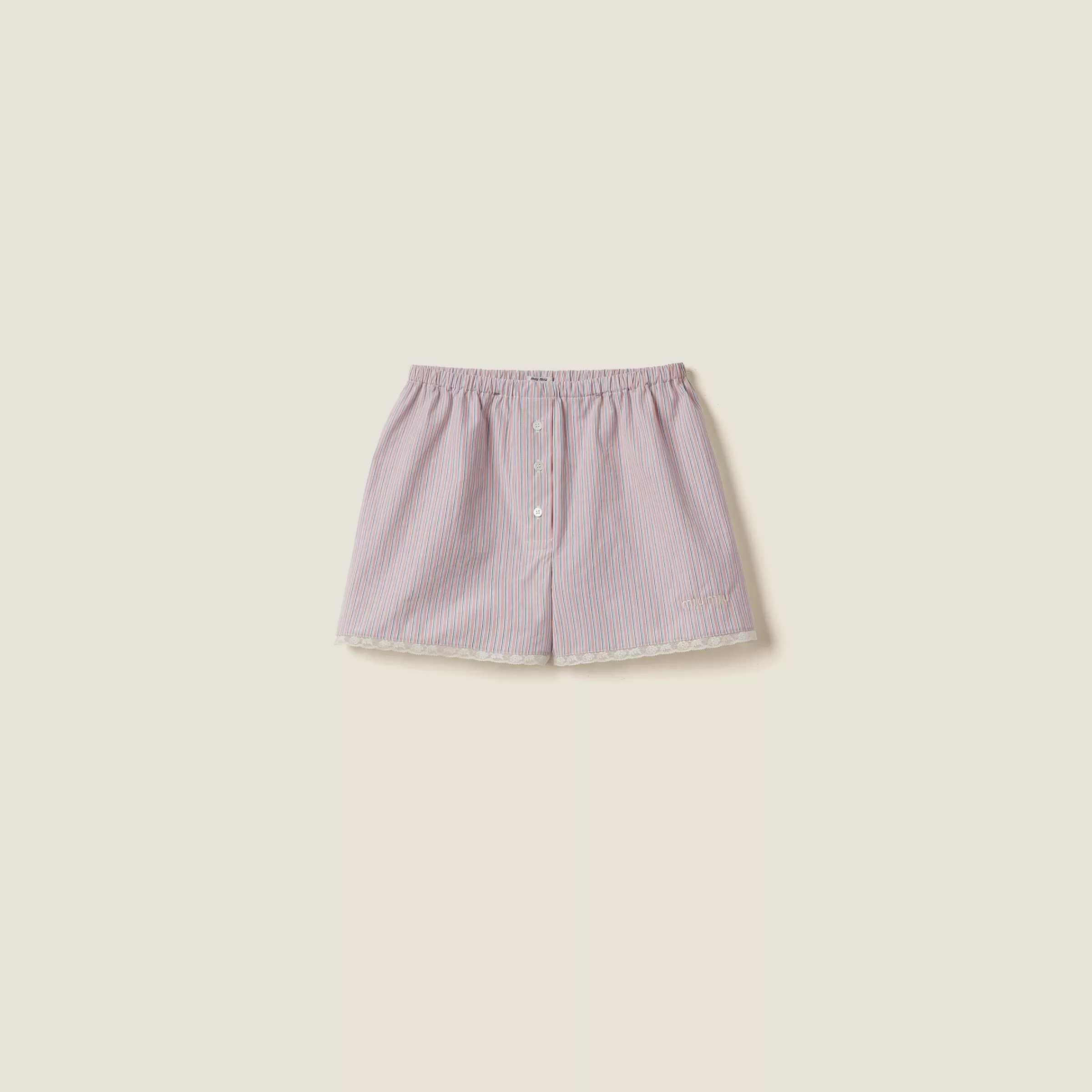 Miu Miu Boxer di cotone a righe Corallo/Bianco Online