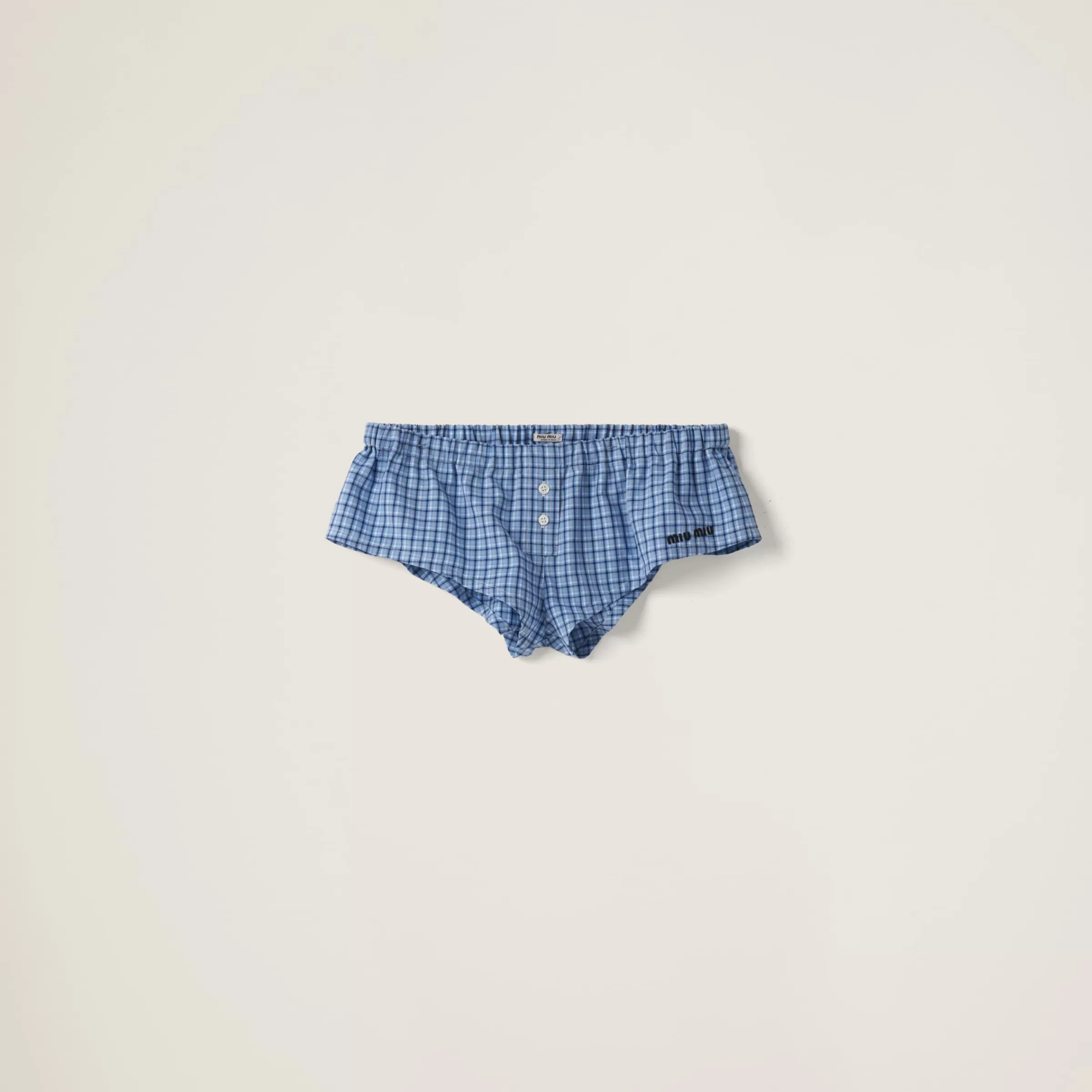 Miu Miu Boxer in check CELESTE+BLU Outlet