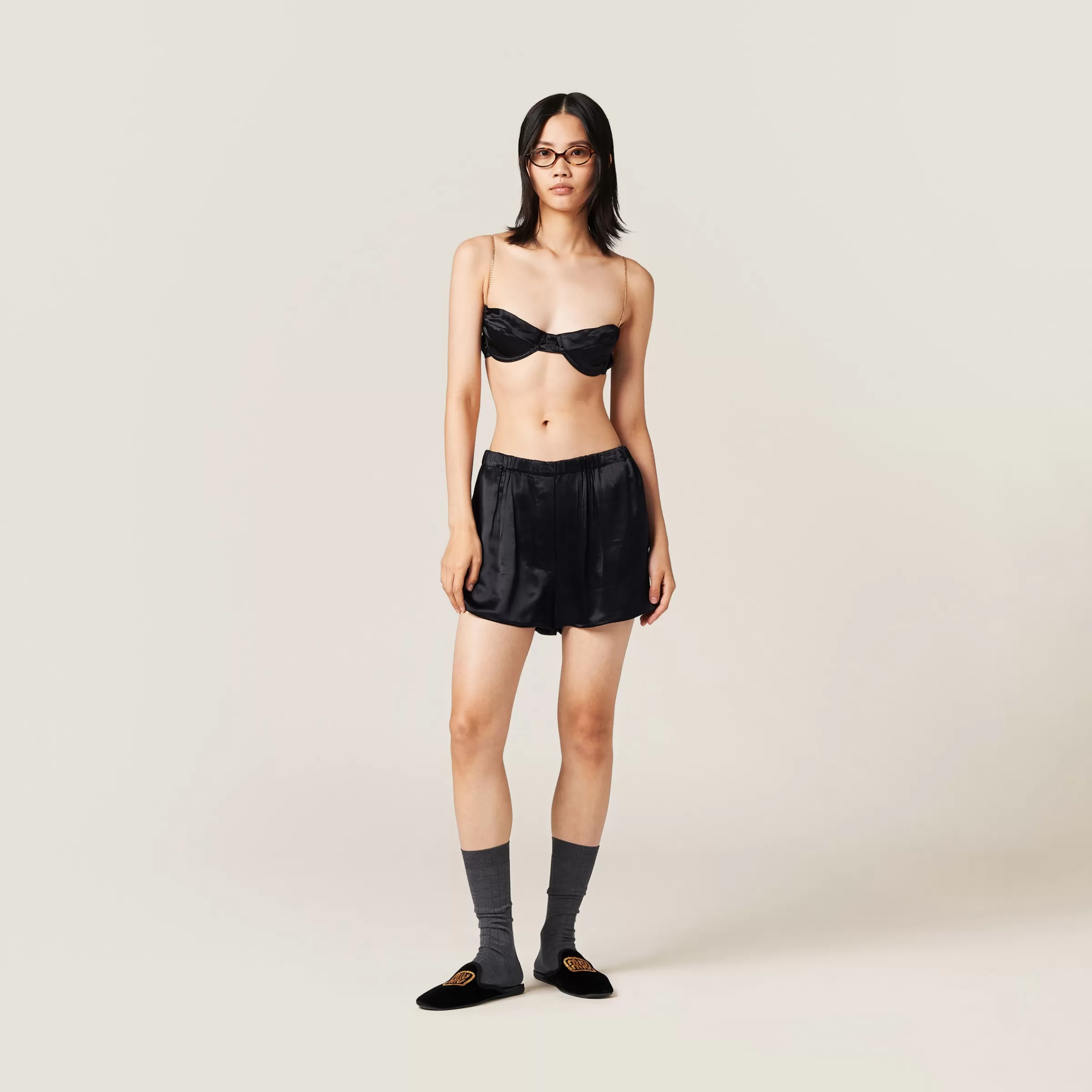 Miu Miu Boxer in satin Nero Fashion