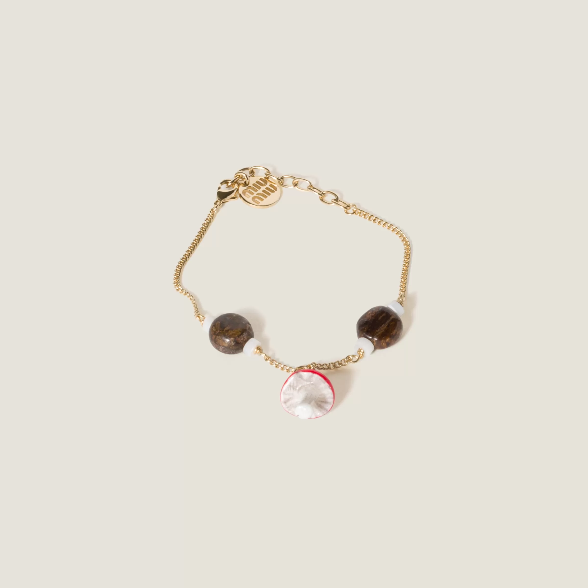 Miu Miu Bracciale in metallo e resina Oro/Bronzite Cheap