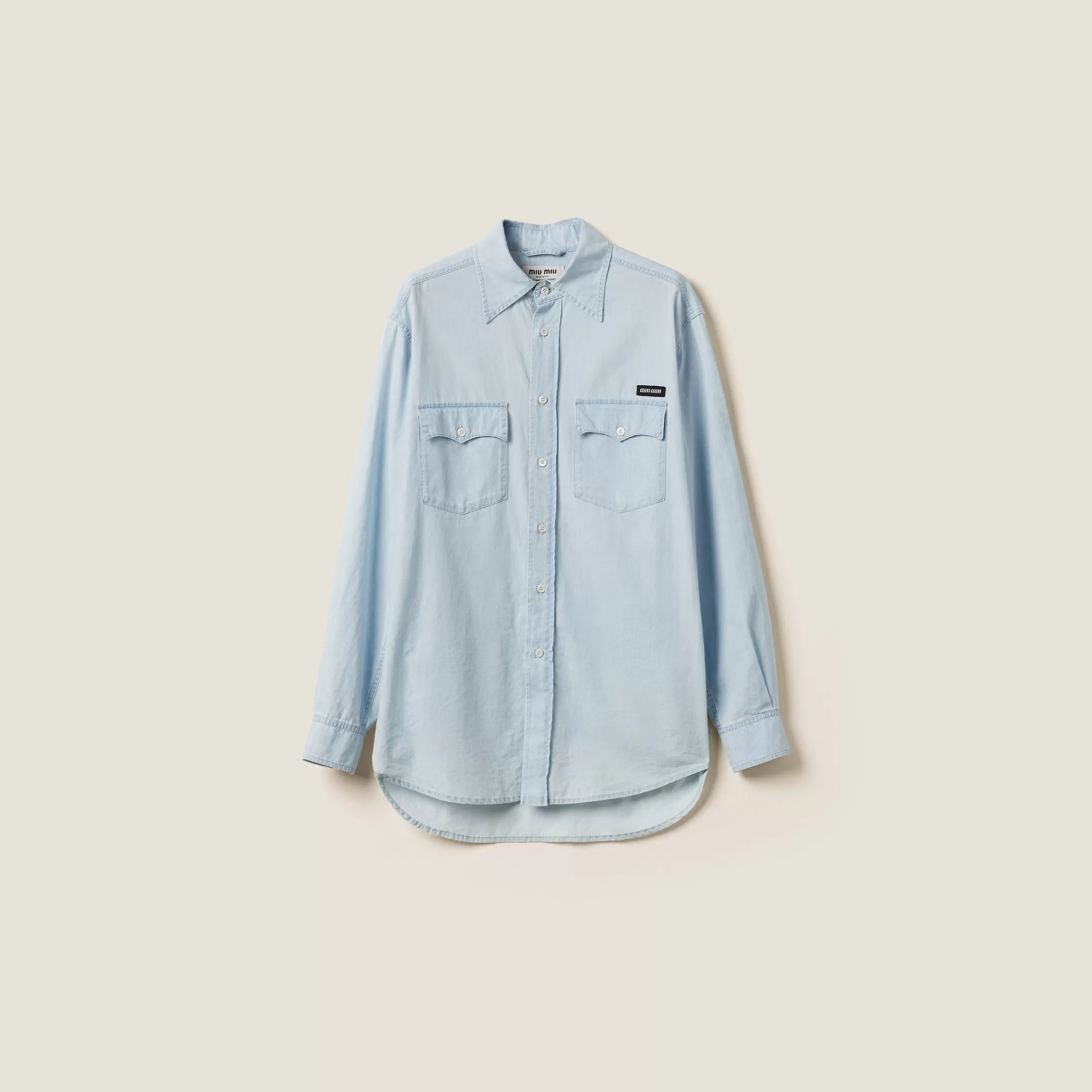 Miu Miu Camicia in chambray Celeste New