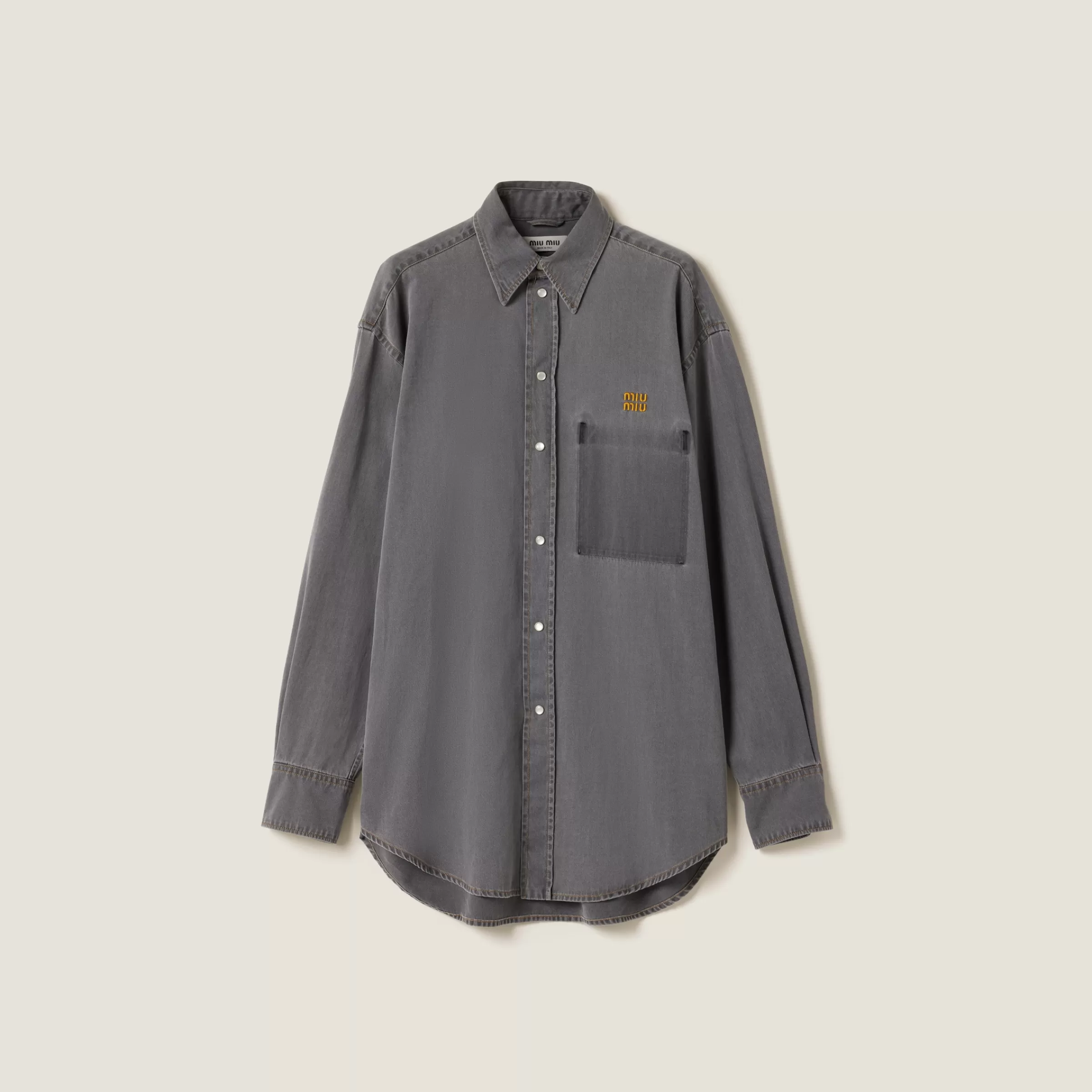 Miu Miu Camicia in chambray Grigio Cheap