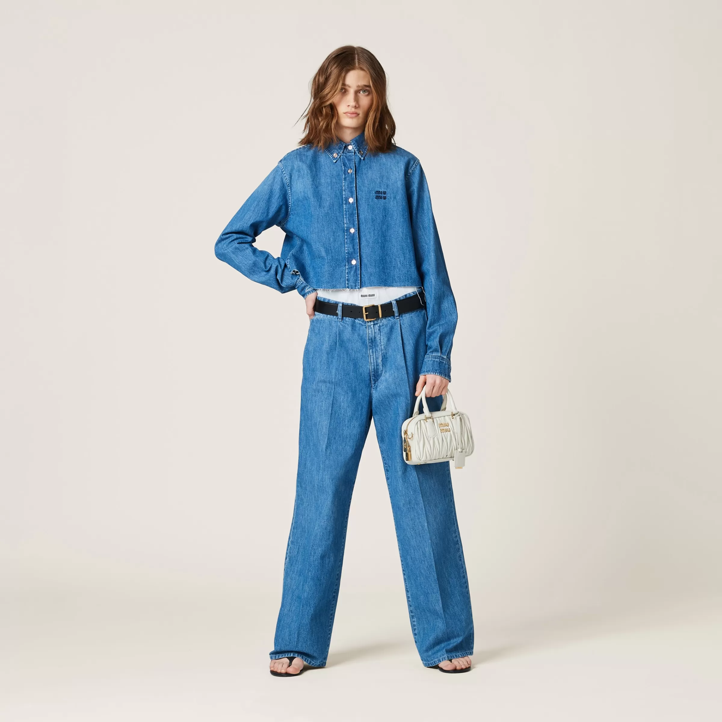 Miu Miu Camicia in chambray AzzurroZaffiro Online