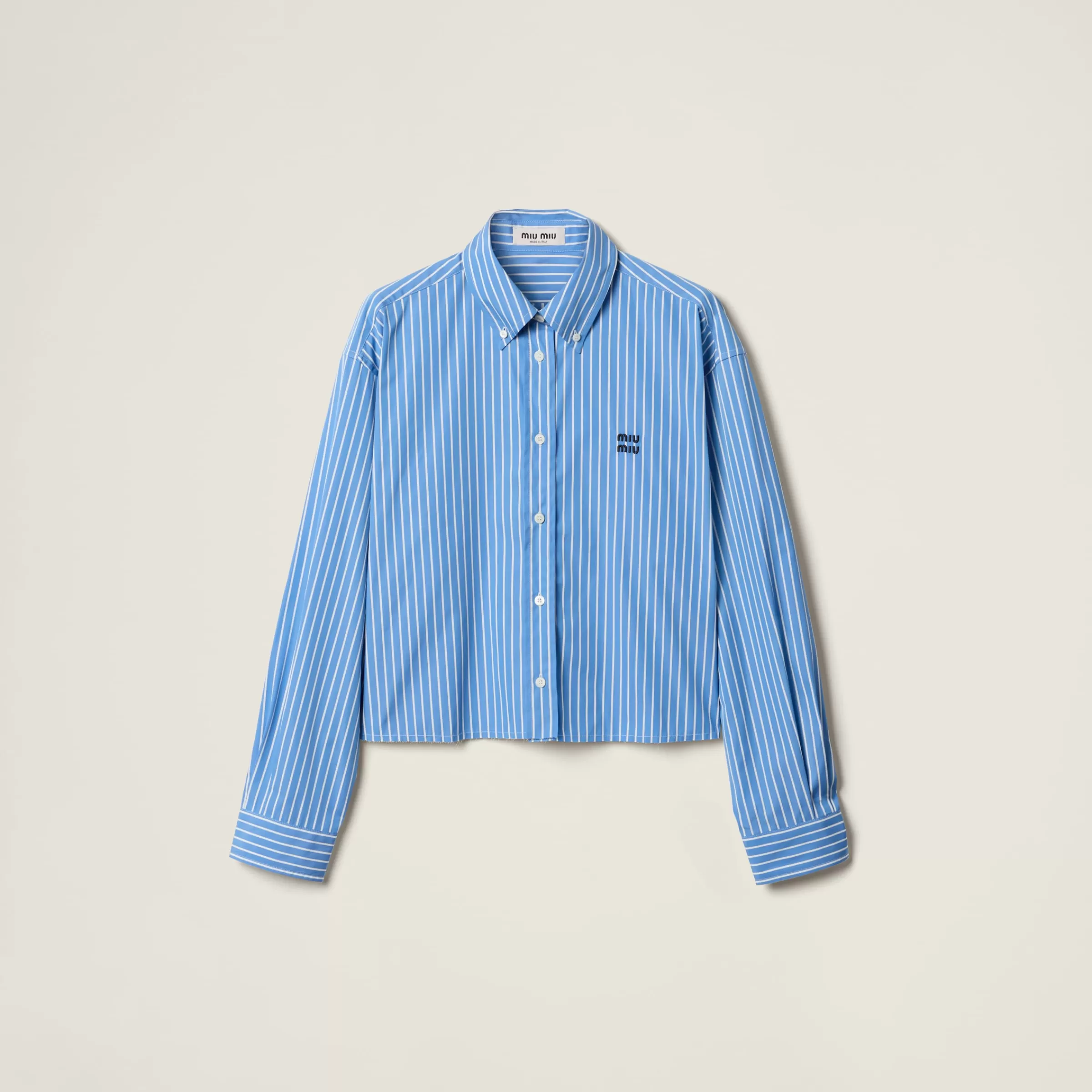 Miu Miu Camicia in cotone a righe AzzurroZaffiro Store