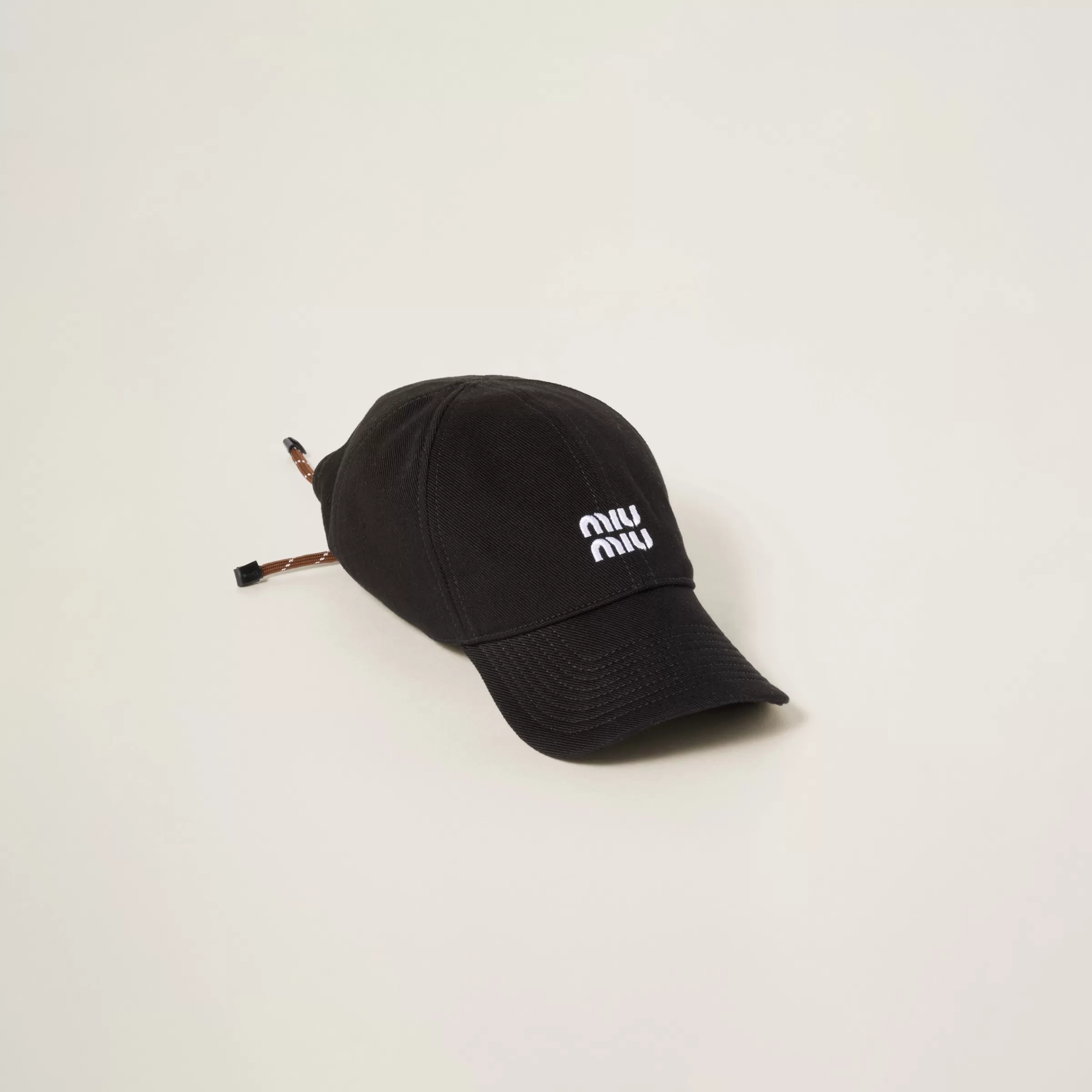 Miu Miu Cappello da baseball in denim Nero/Tabacco Flash Sale