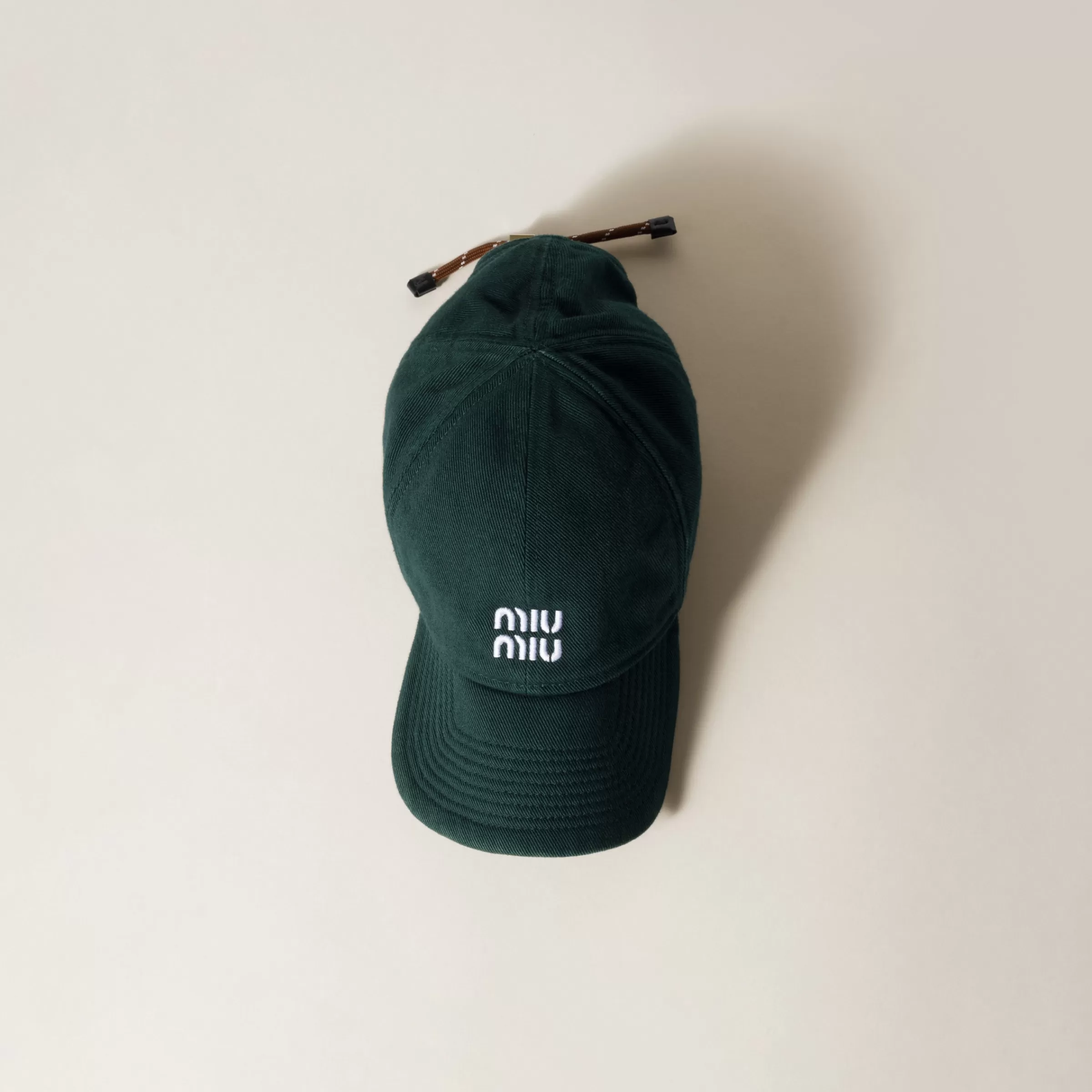 Miu Miu Cappello da baseball in denim Tabacco/Smeraldo Flash Sale