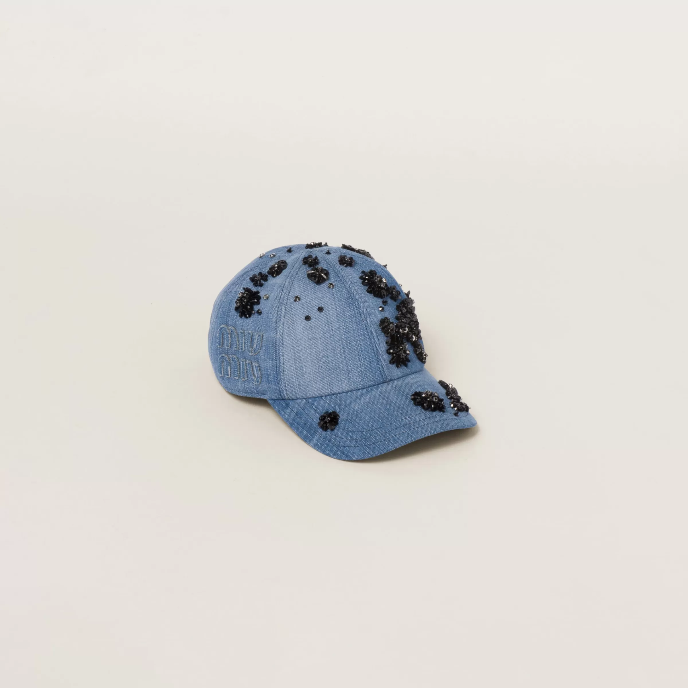 Miu Miu Cappello da baseball in denim Blu/Nero Clearance