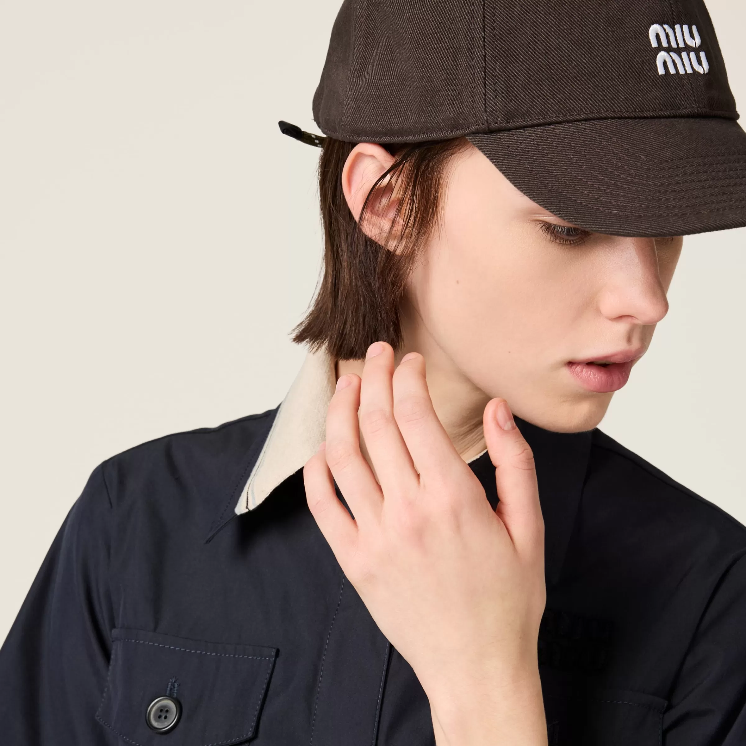 Miu Miu Cappello da baseball in denim Moro/Baltico Outlet