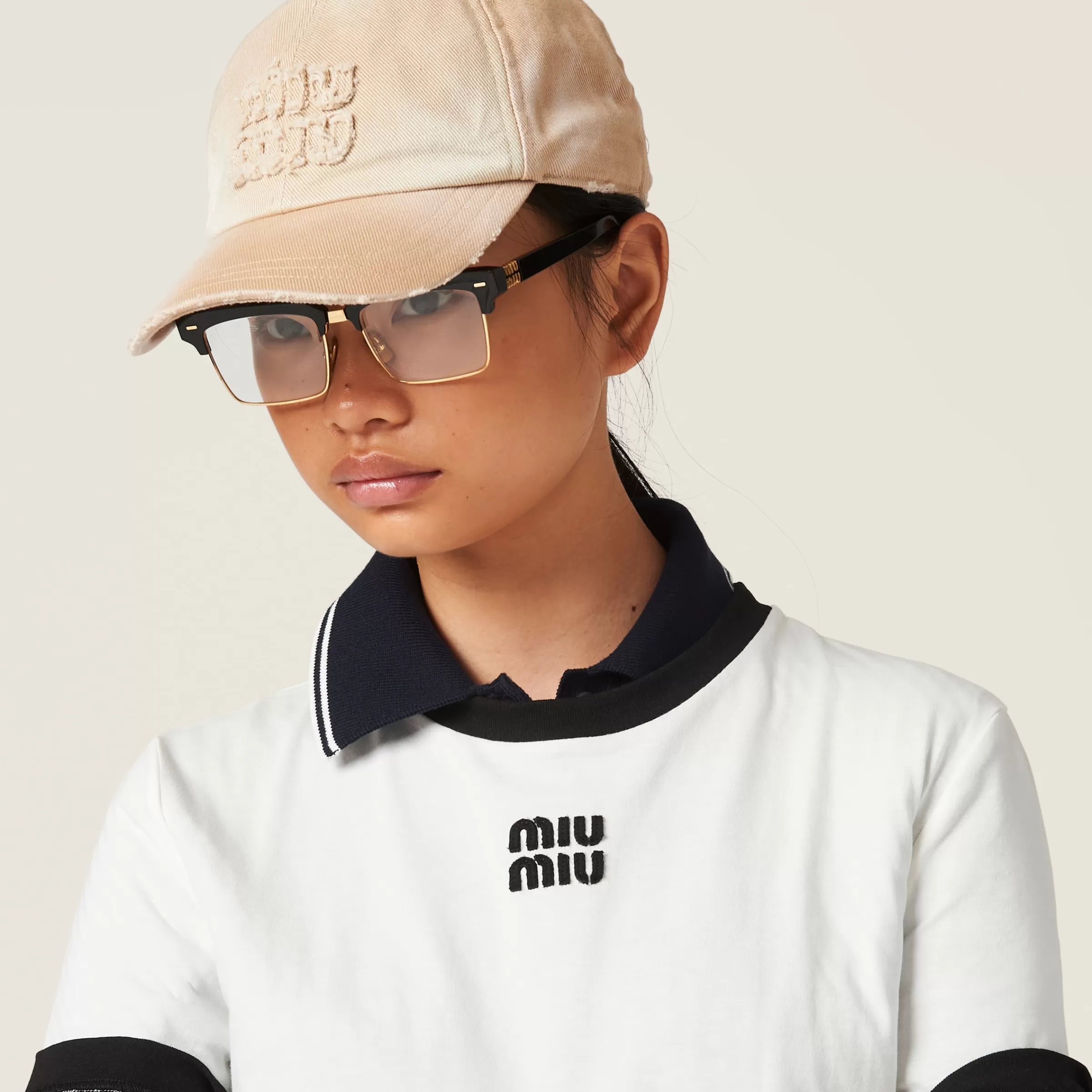 Miu Miu Cappello da baseball in denim Albino New